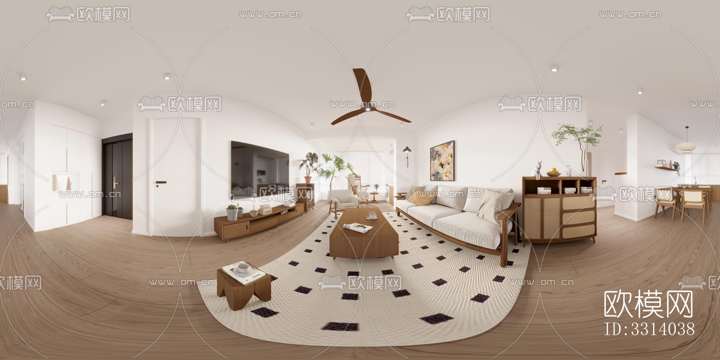 现代客餐厅效果图下载（渲染图2）