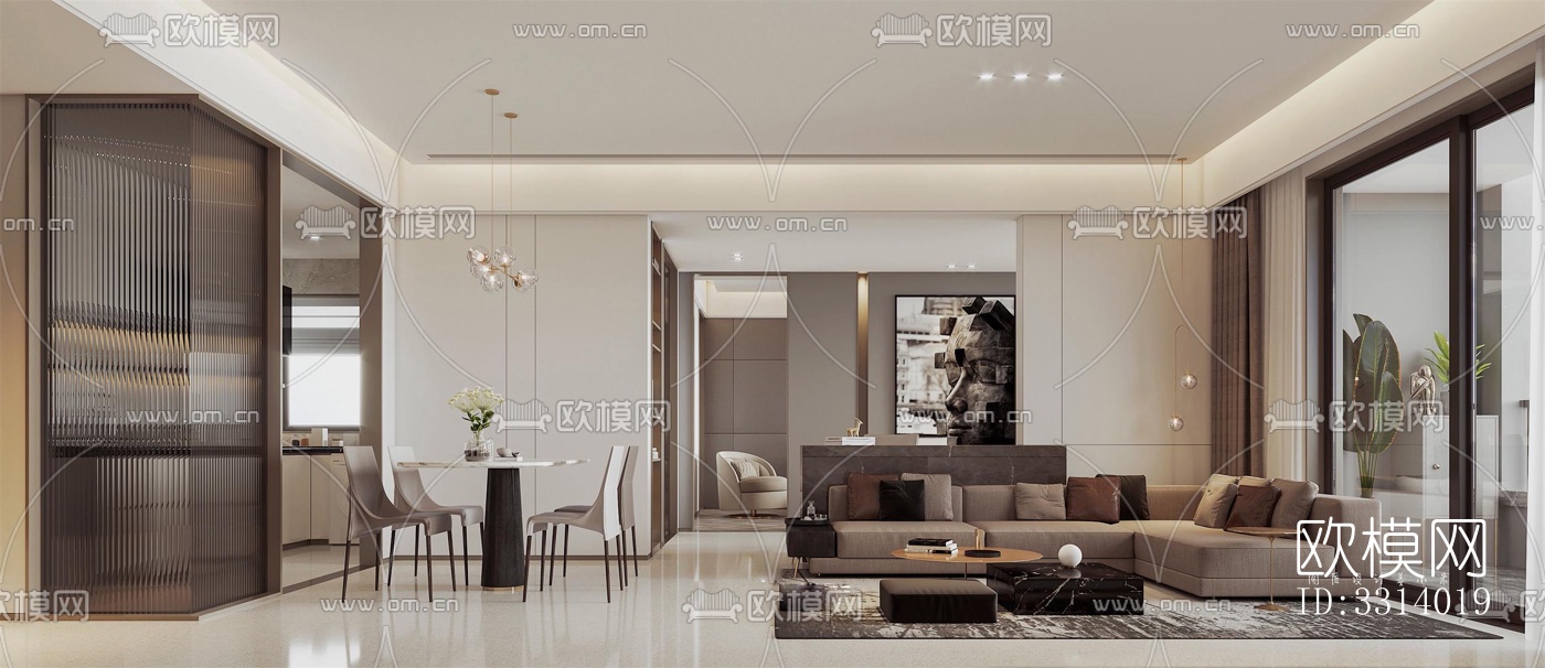 现代客餐厅效果图下载（渲染图2）