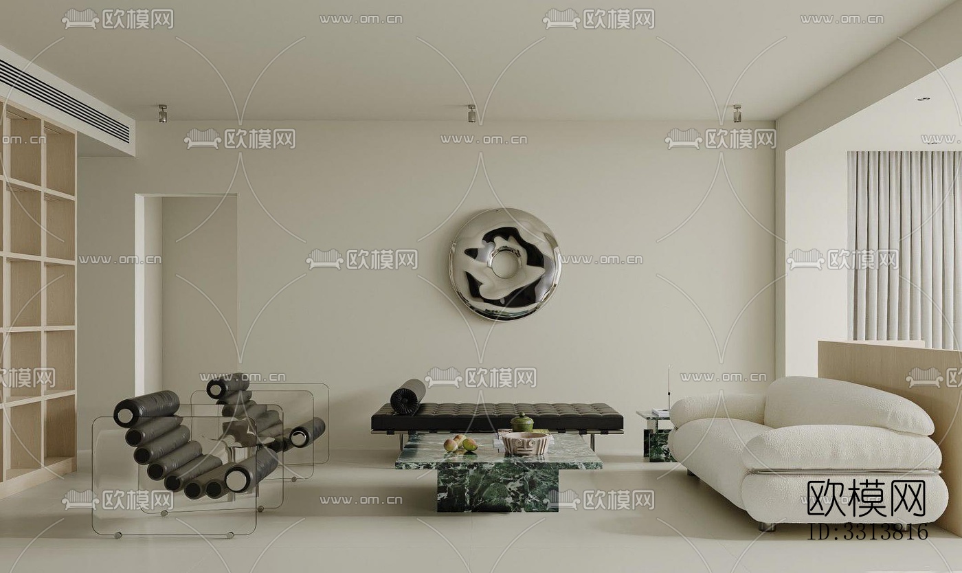 现代客餐厅效果图下载（渲染图3）