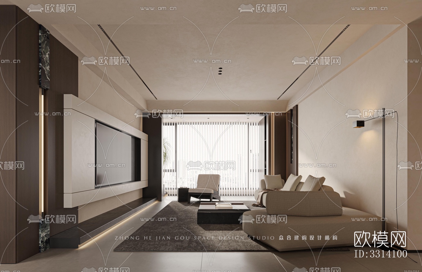 现代客餐厅效果图下载（渲染图4）