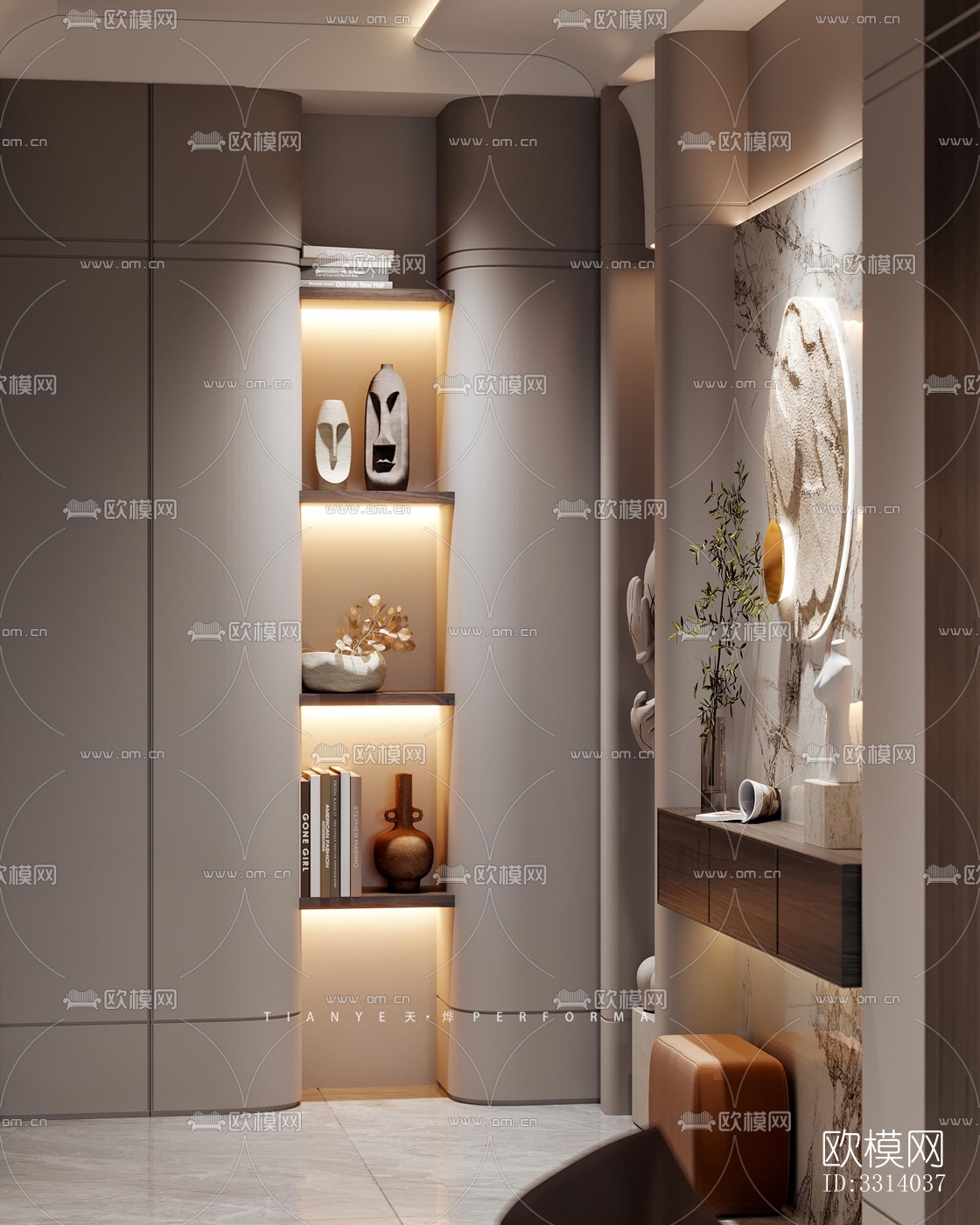 现代客餐厅效果图下载（渲染图4）