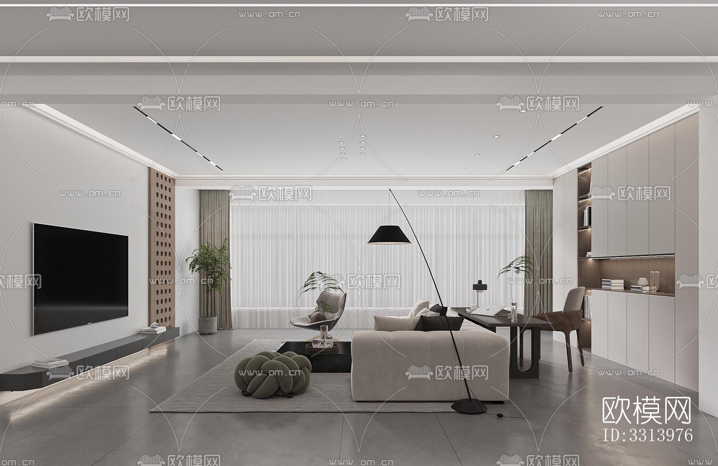 现代客餐厅效果图下载（渲染图3）