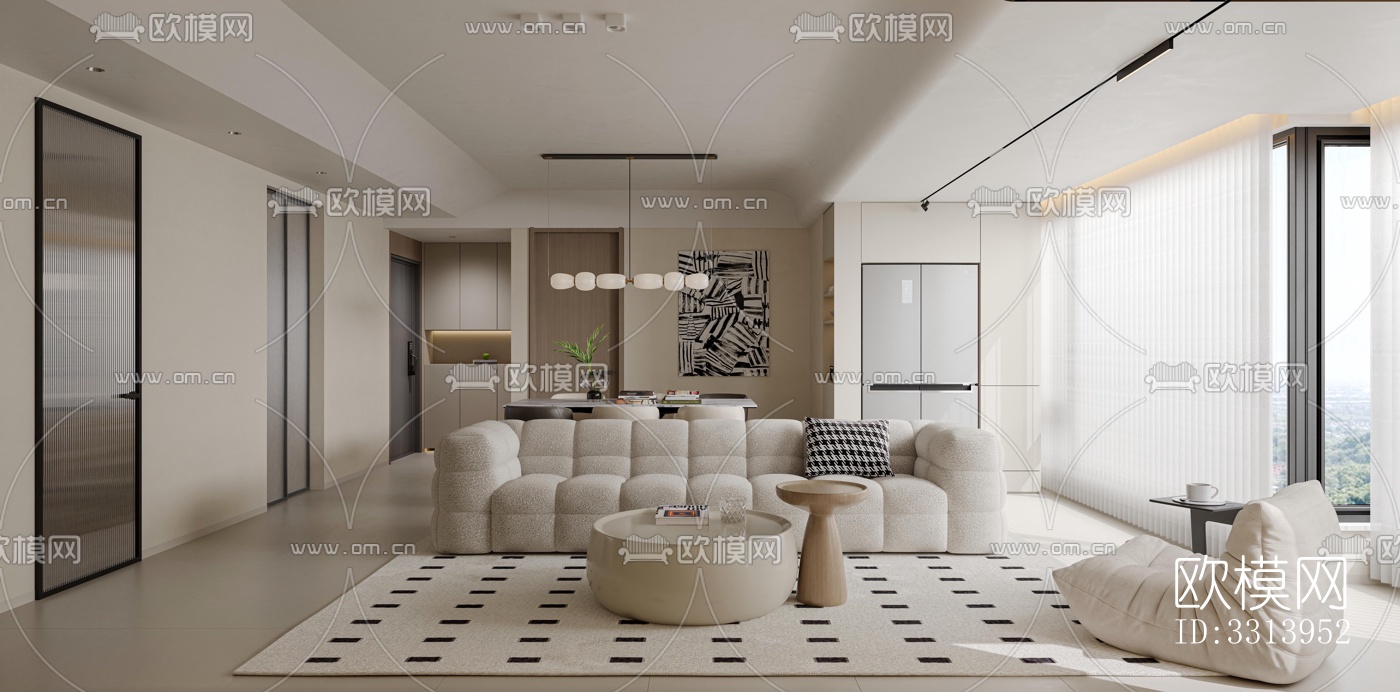 现代客餐厅效果图下载（渲染图12）