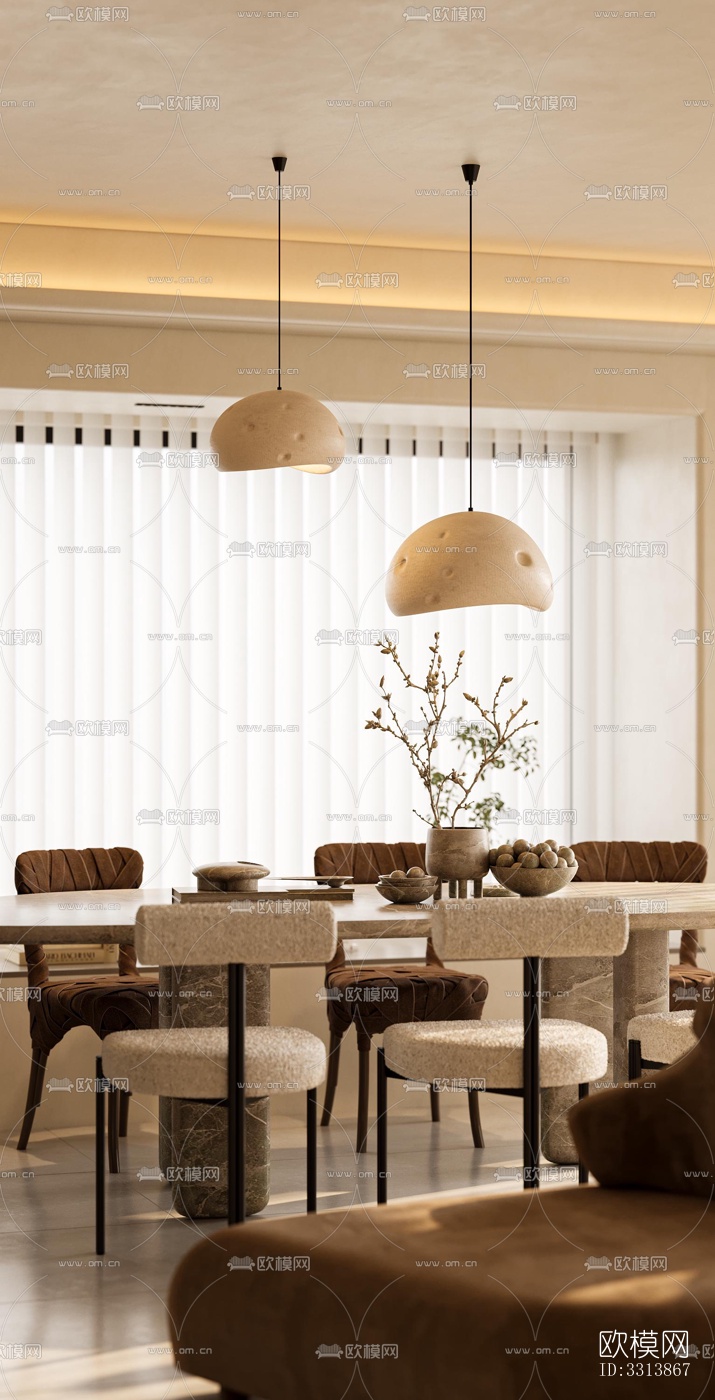 现代客餐厅效果图下载（渲染图2）