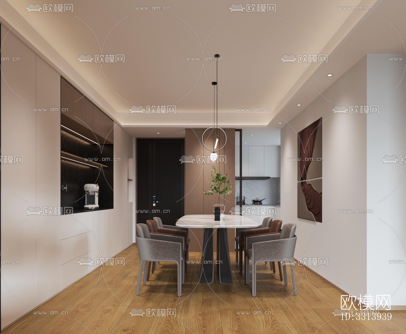 现代客餐厅效果图下载（渲染图8）