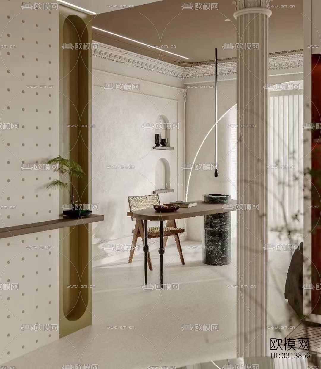 现代客餐厅效果图下载（渲染图2）