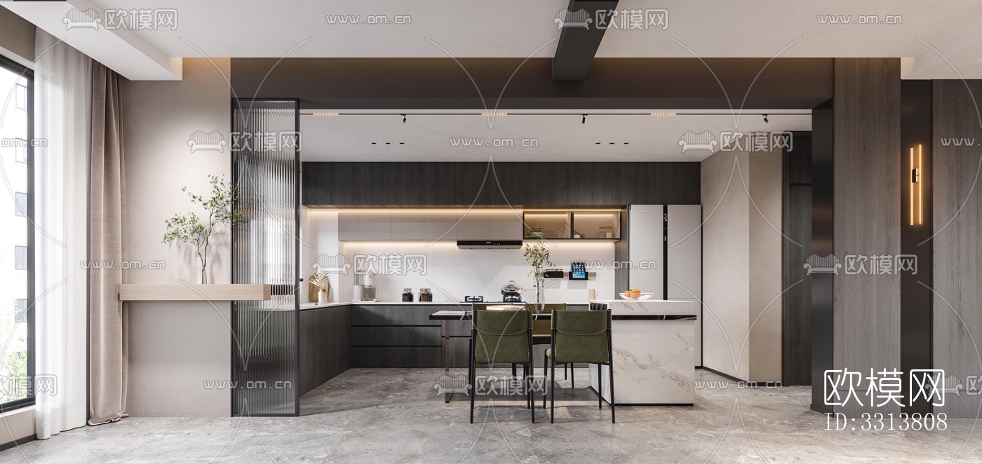 现代客餐厅效果图下载（渲染图2）