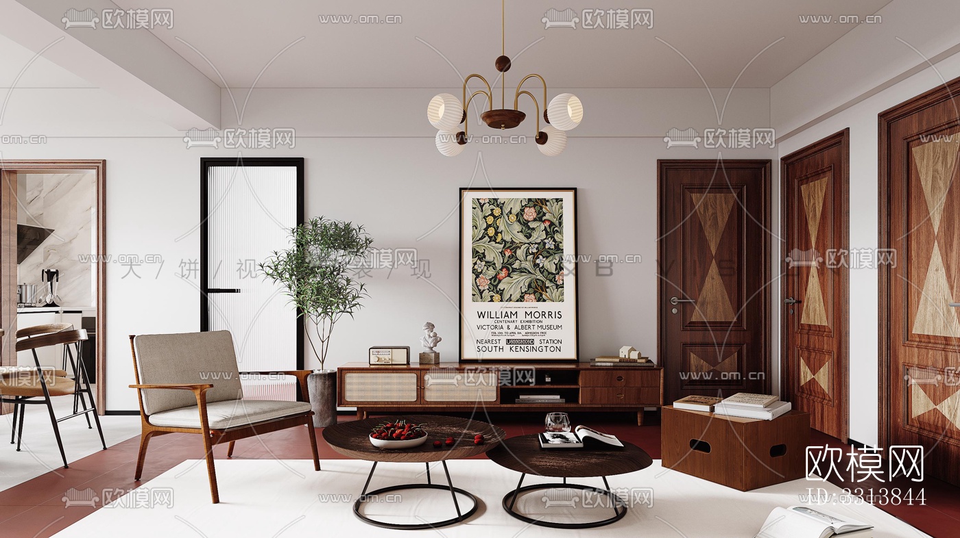 现代客餐厅效果图下载（渲染图2）