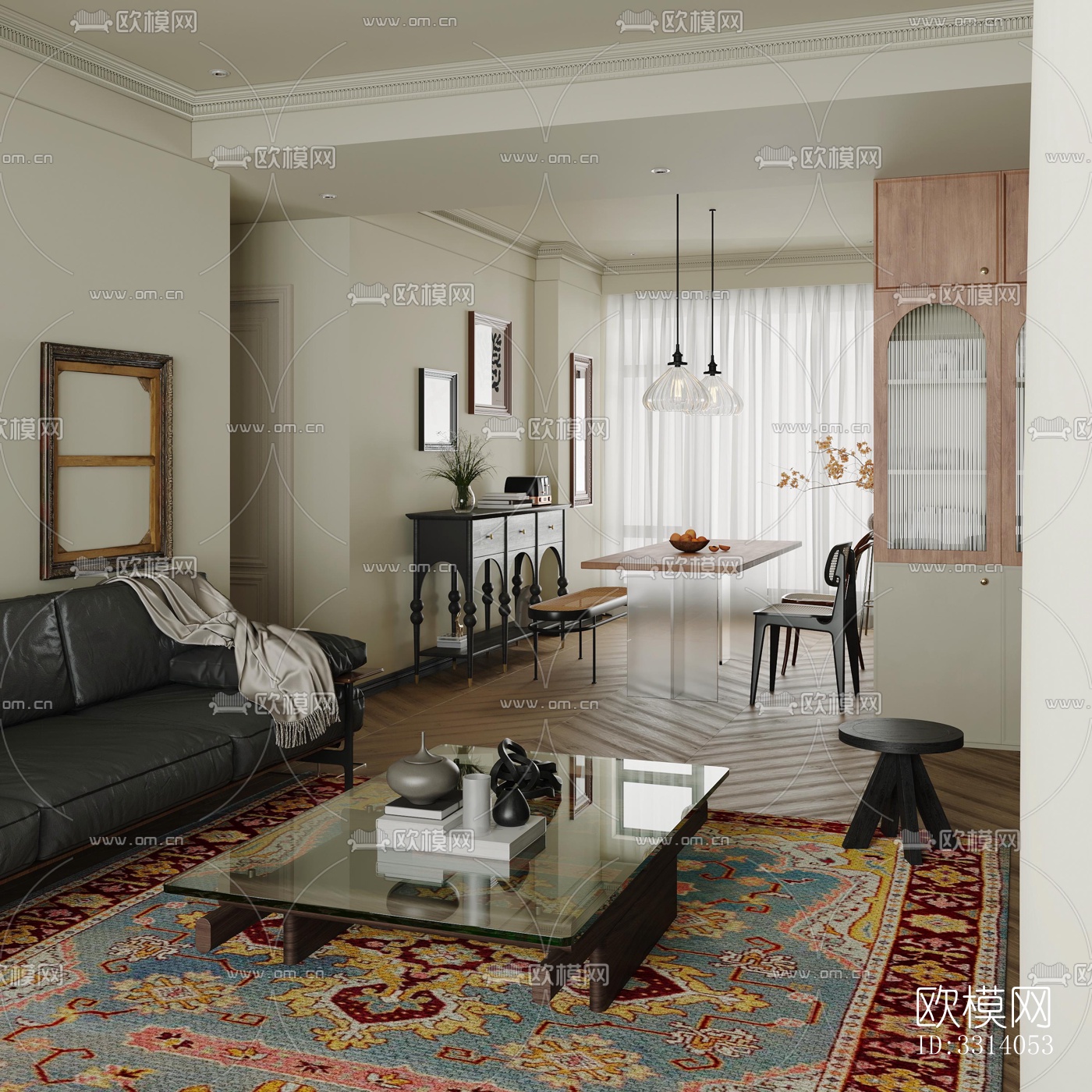 现代客餐厅效果图下载（渲染图2）