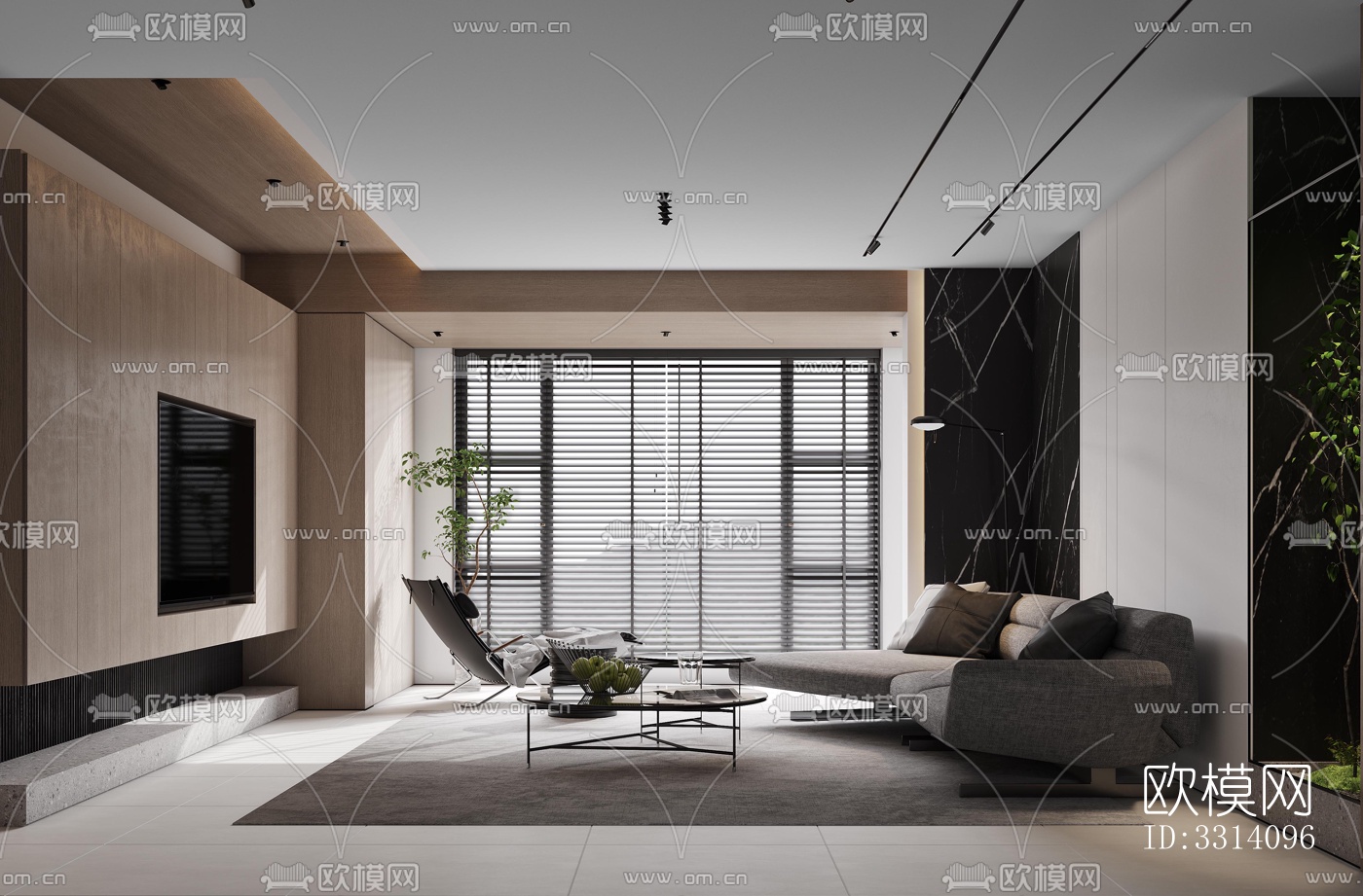 现代客餐厅效果图下载（渲染图3）