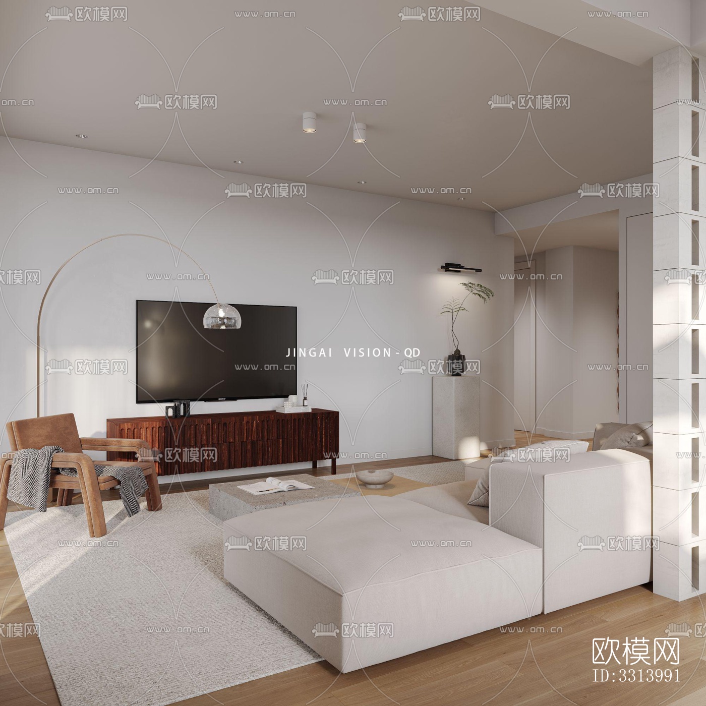 现代客餐厅效果图下载（渲染图2）