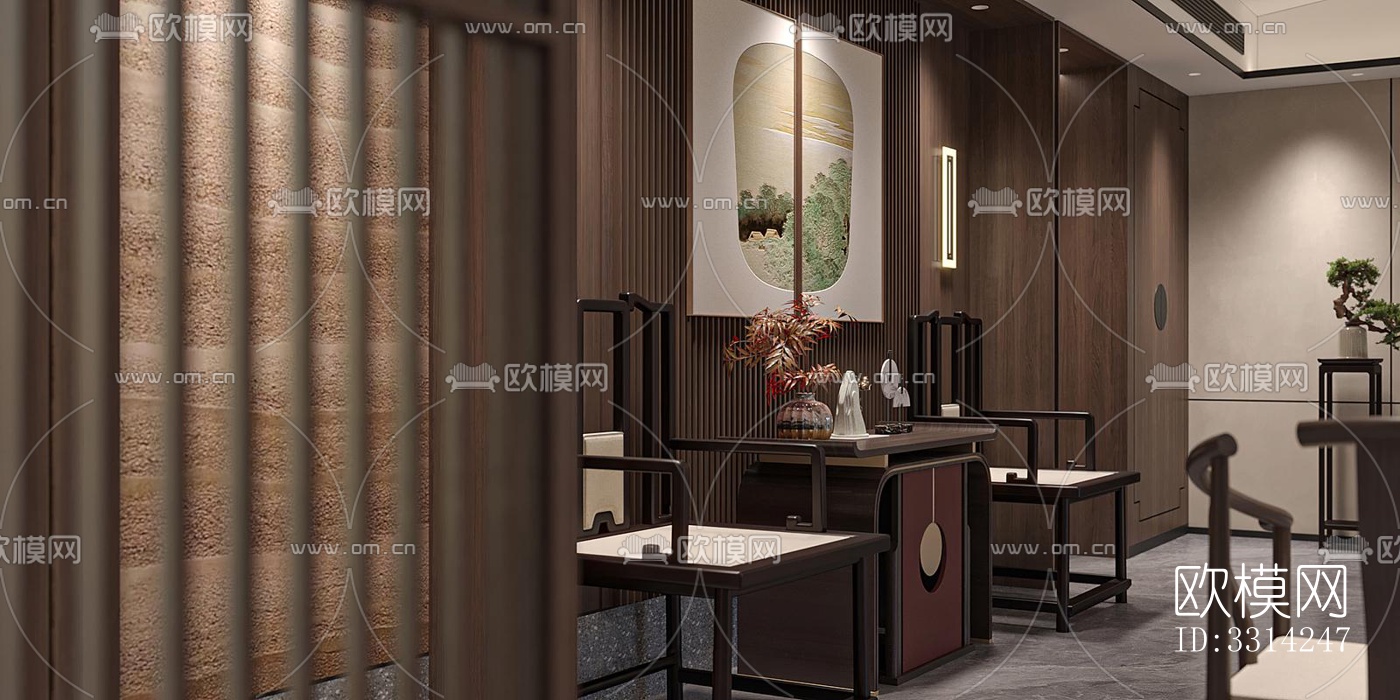 现代客餐厅效果图下载（渲染图4）