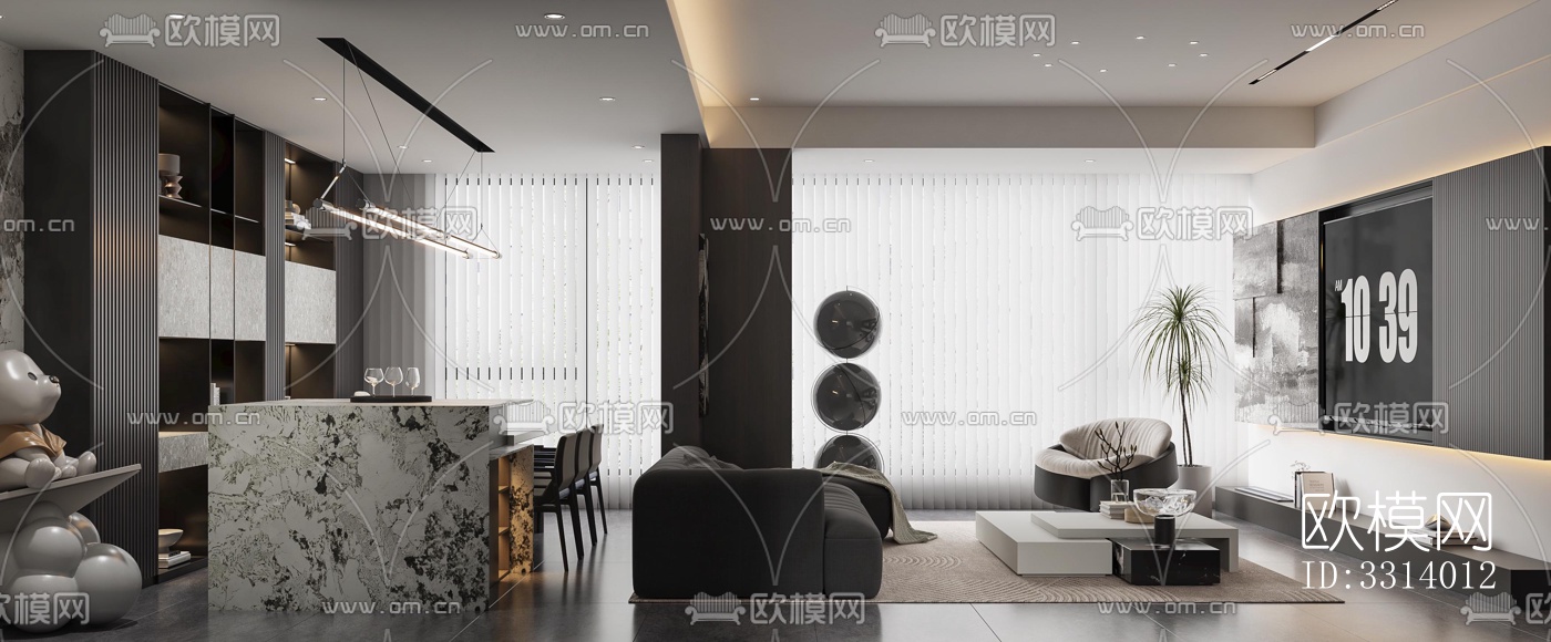 现代客餐厅效果图下载（渲染图11）