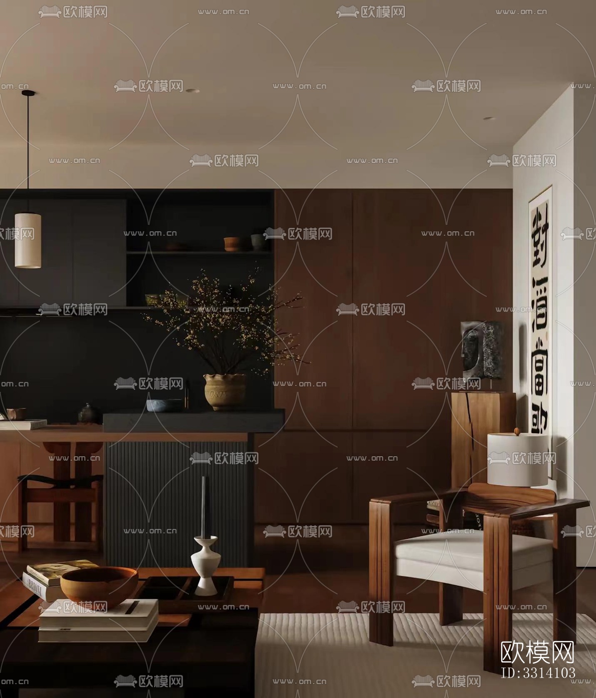 现代客餐厅效果图下载（渲染图14）