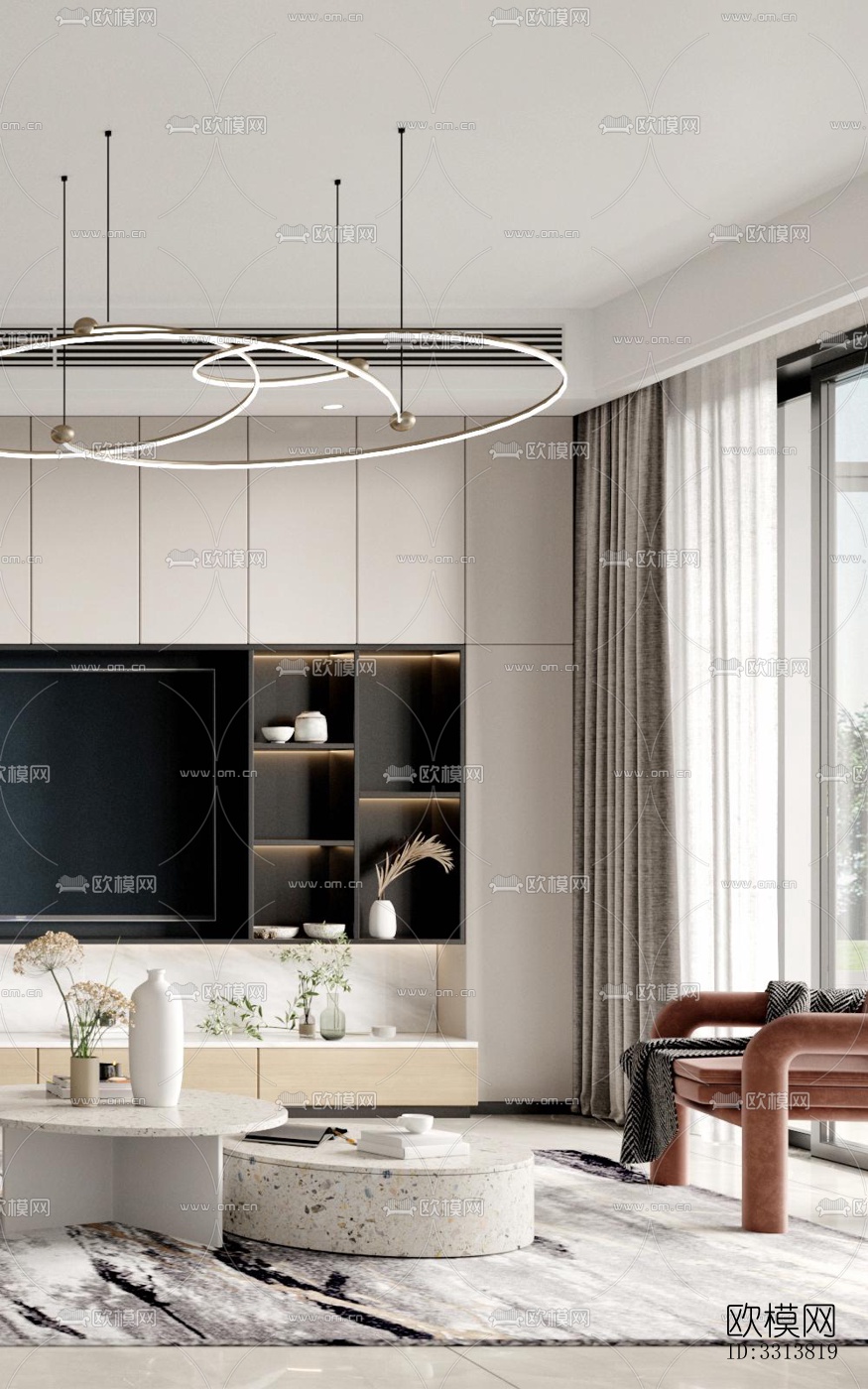 现代客餐厅效果图下载（渲染图5）