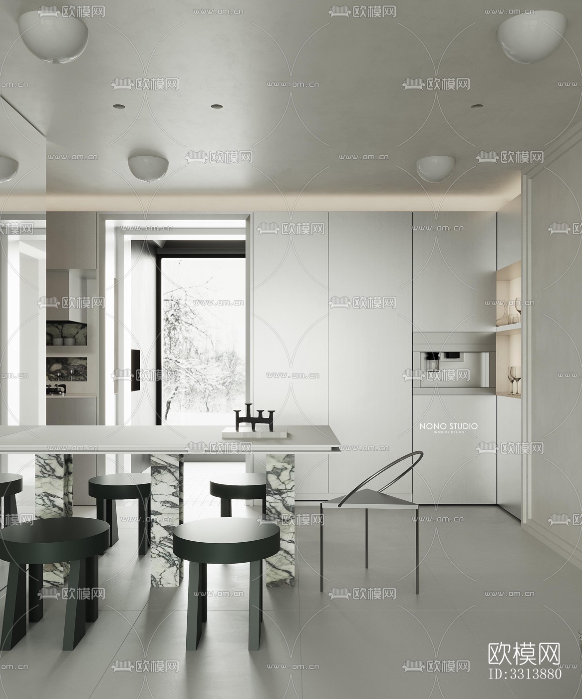 现代客餐厅效果图下载（渲染图5）