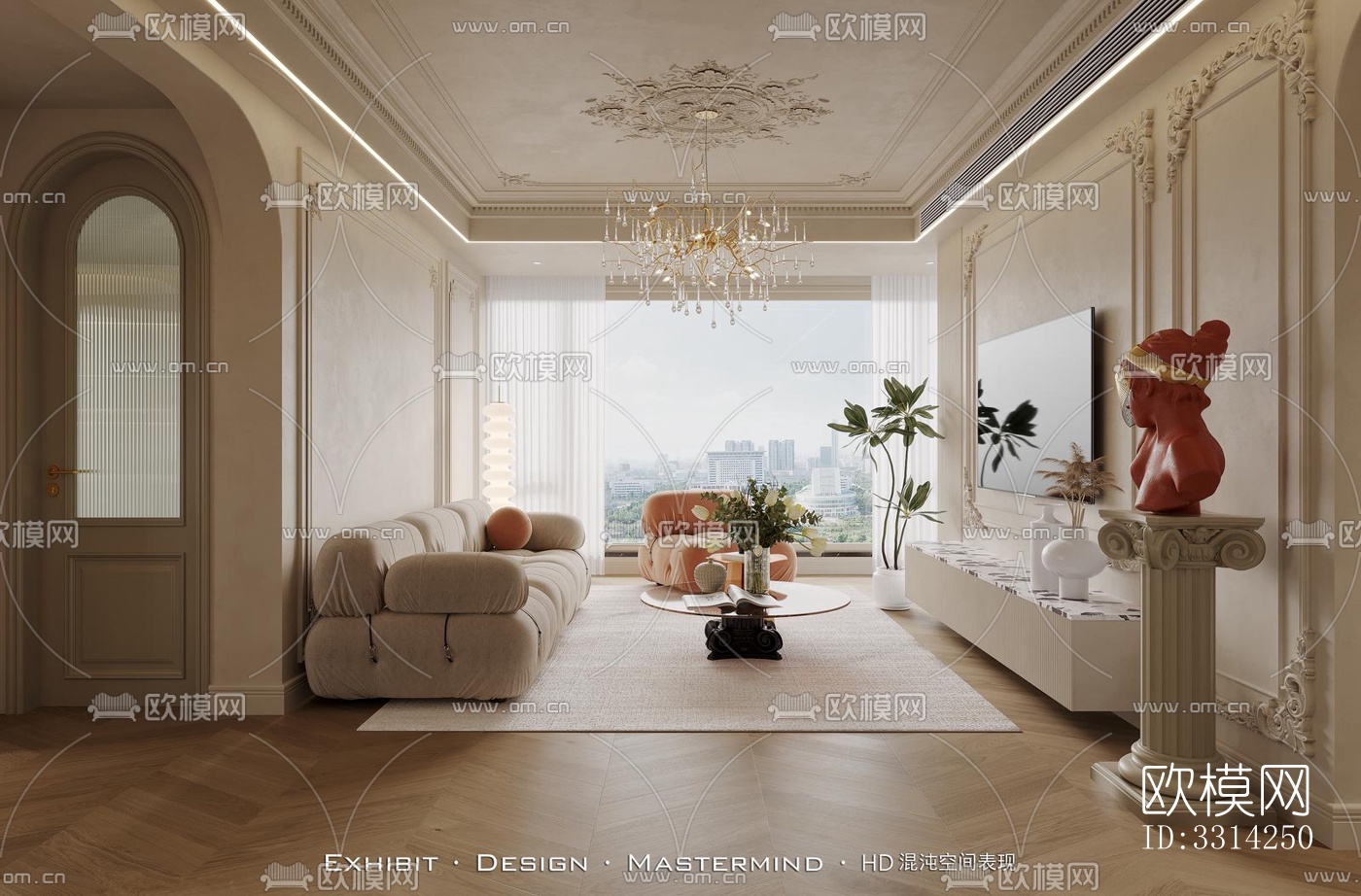 现代客餐厅效果图下载（渲染图5）