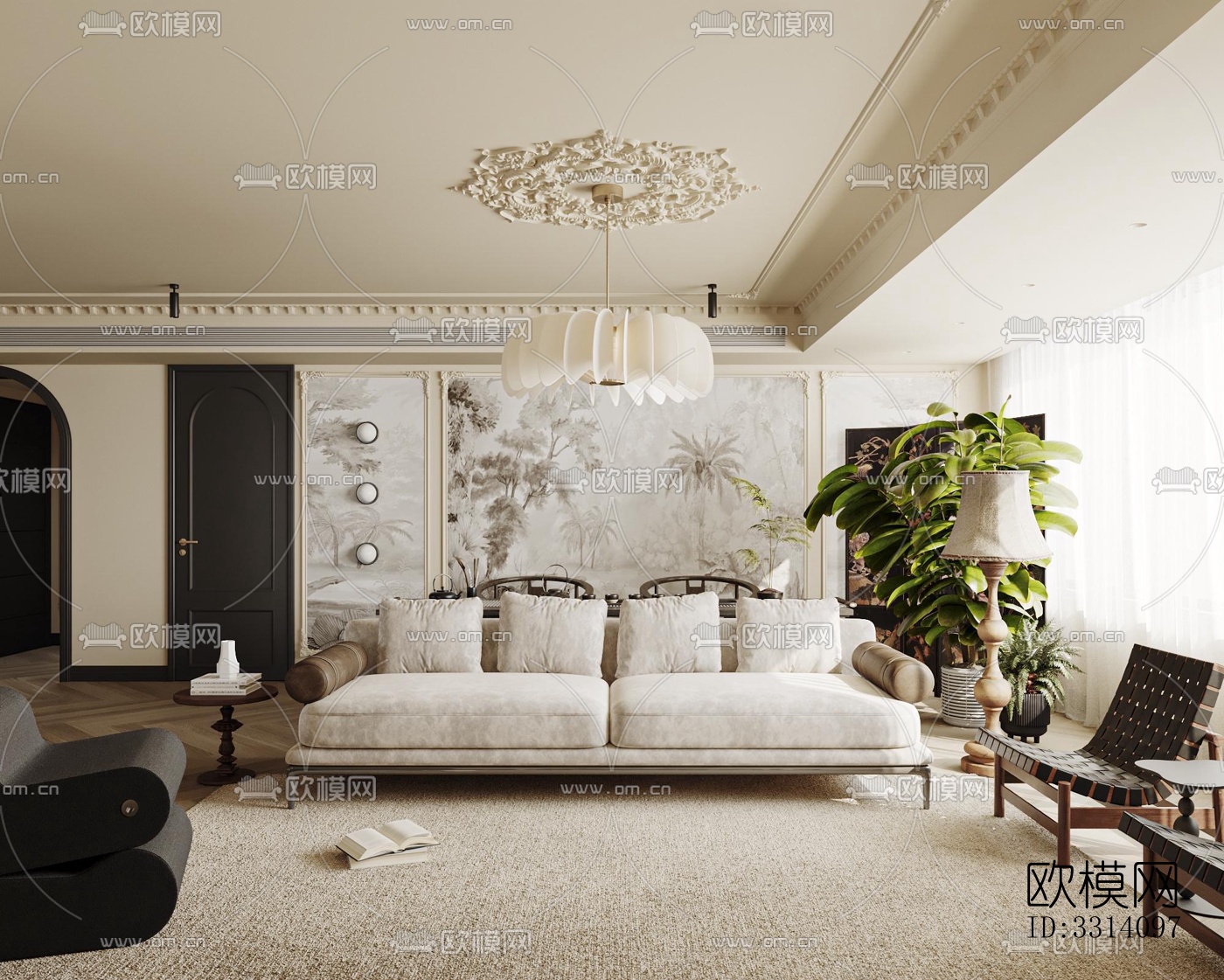 现代客餐厅效果图下载（渲染图2）