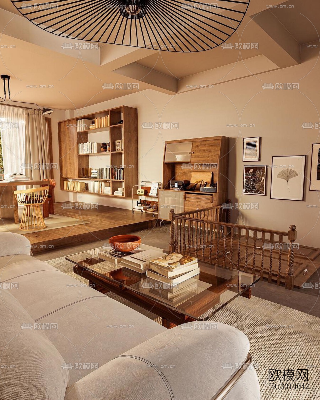 现代客餐厅效果图下载（渲染图3）