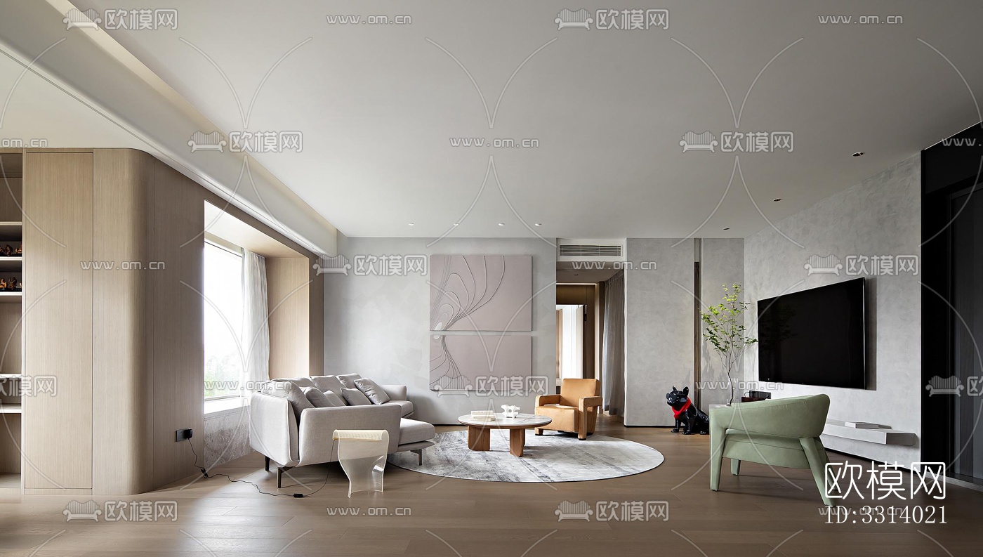 现代客餐厅效果图下载（渲染图1）