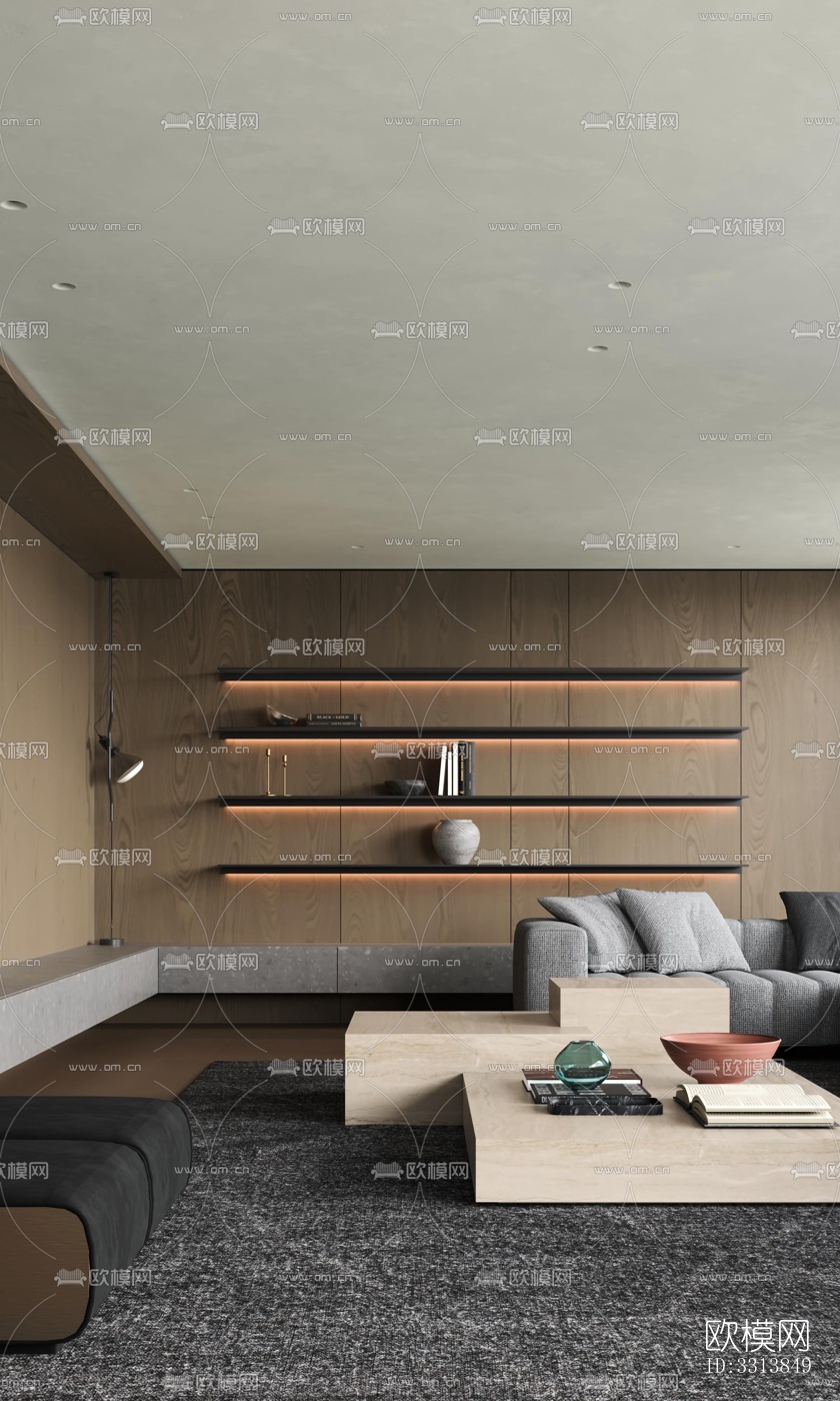 现代客餐厅效果图下载（渲染图3）