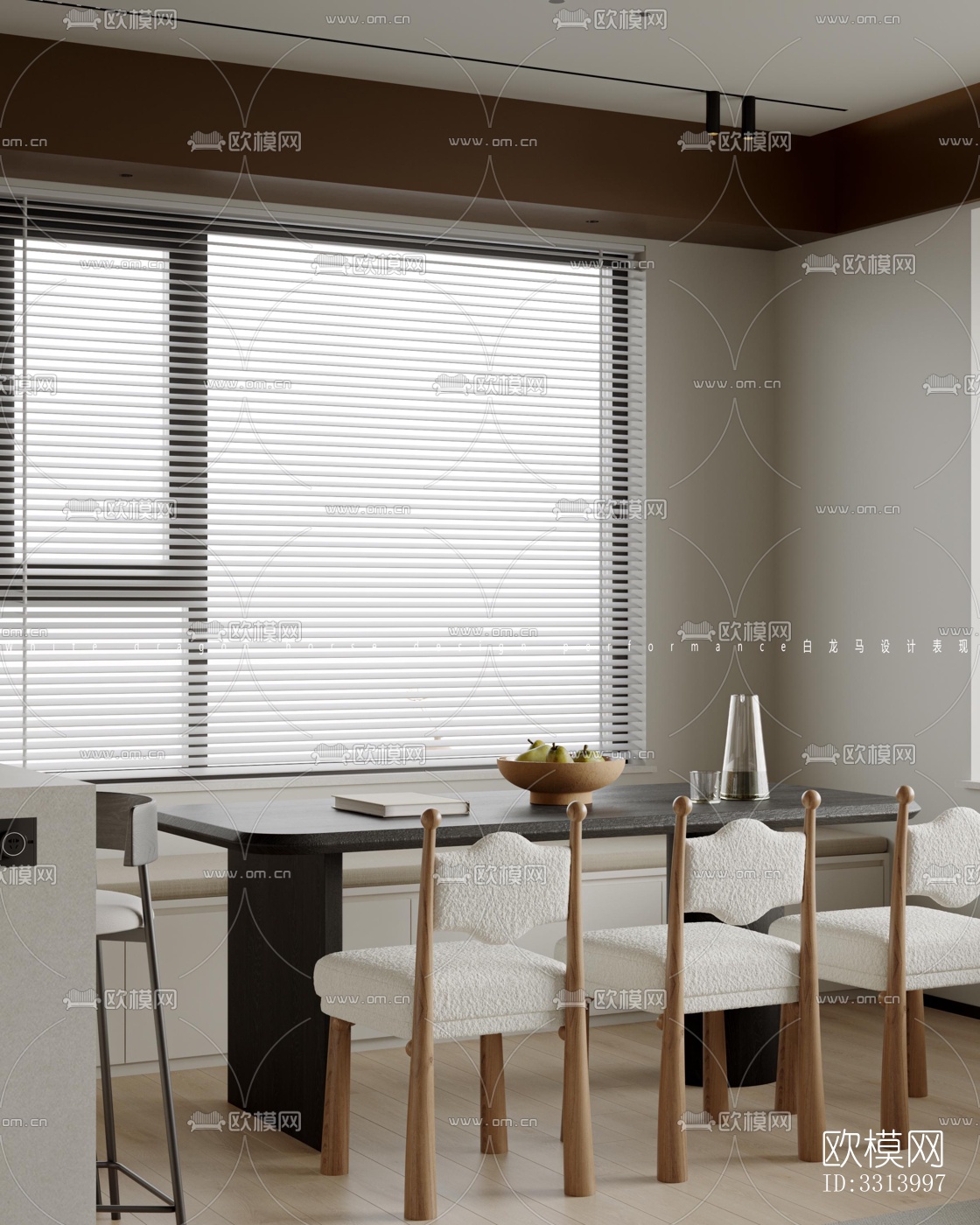 现代客餐厅效果图下载（渲染图6）