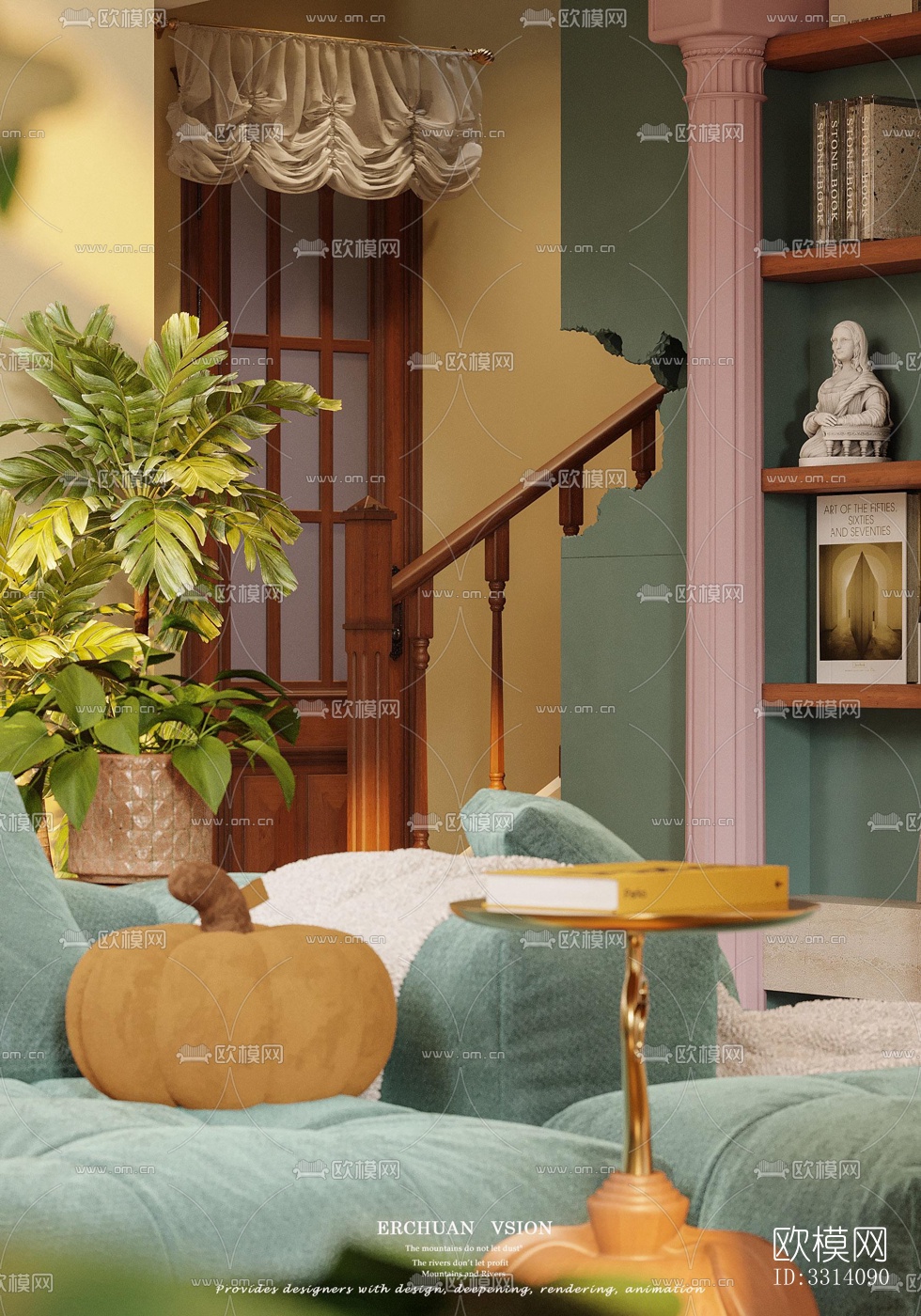 现代客餐厅效果图下载（渲染图16）