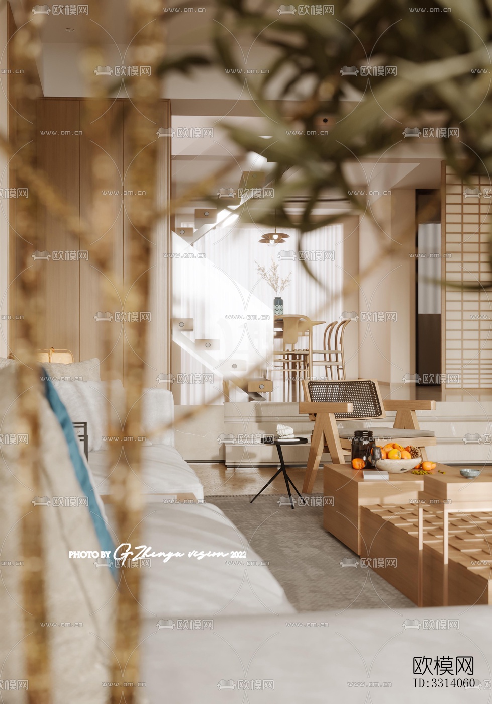 现代客餐厅效果图下载（渲染图4）