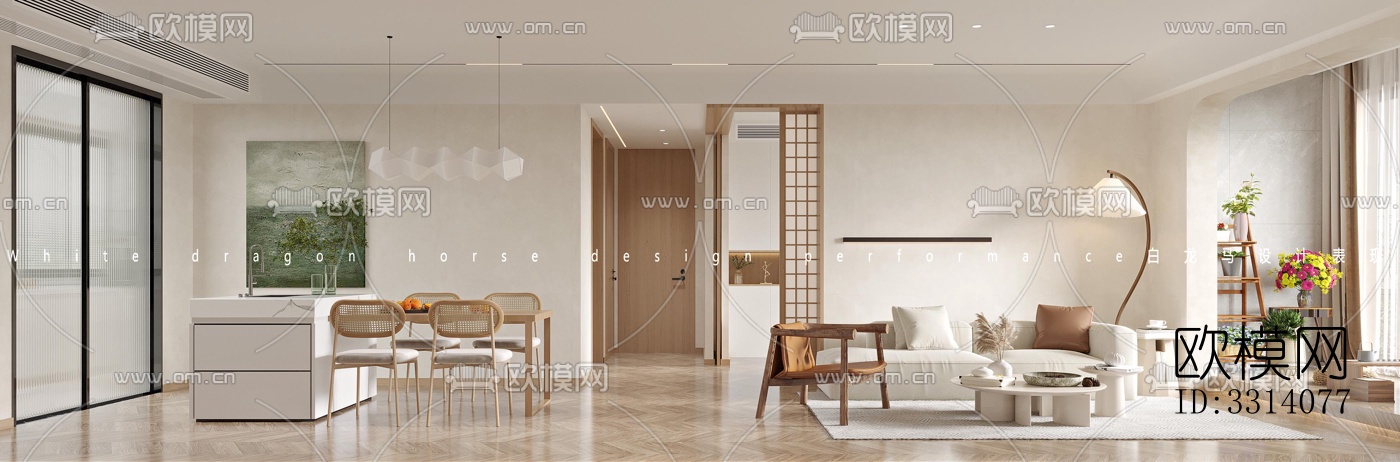 现代客餐厅效果图下载（渲染图2）