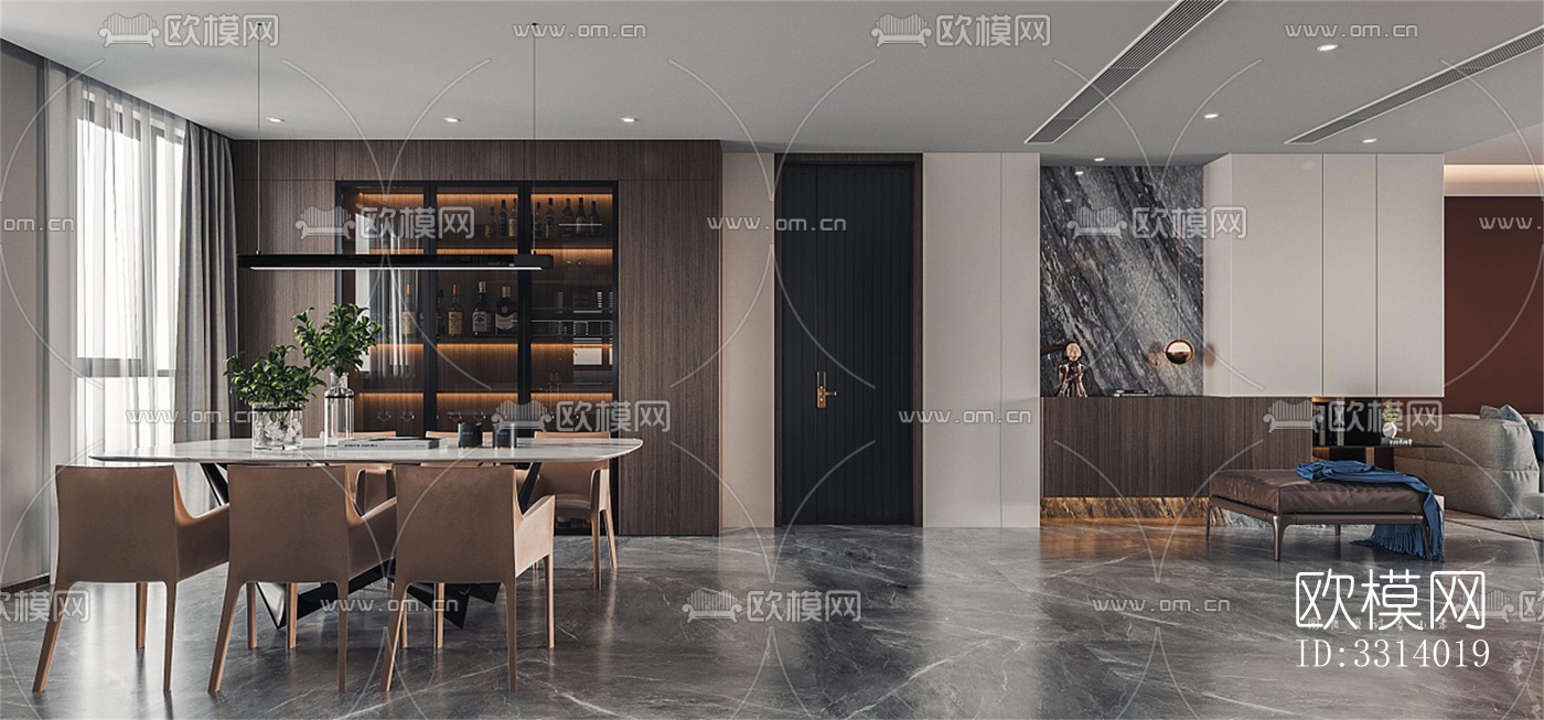 现代客餐厅效果图下载（渲染图6）