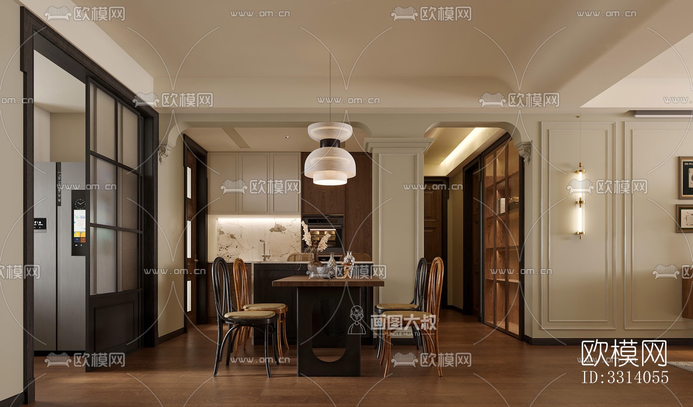 现代客餐厅效果图下载（渲染图8）