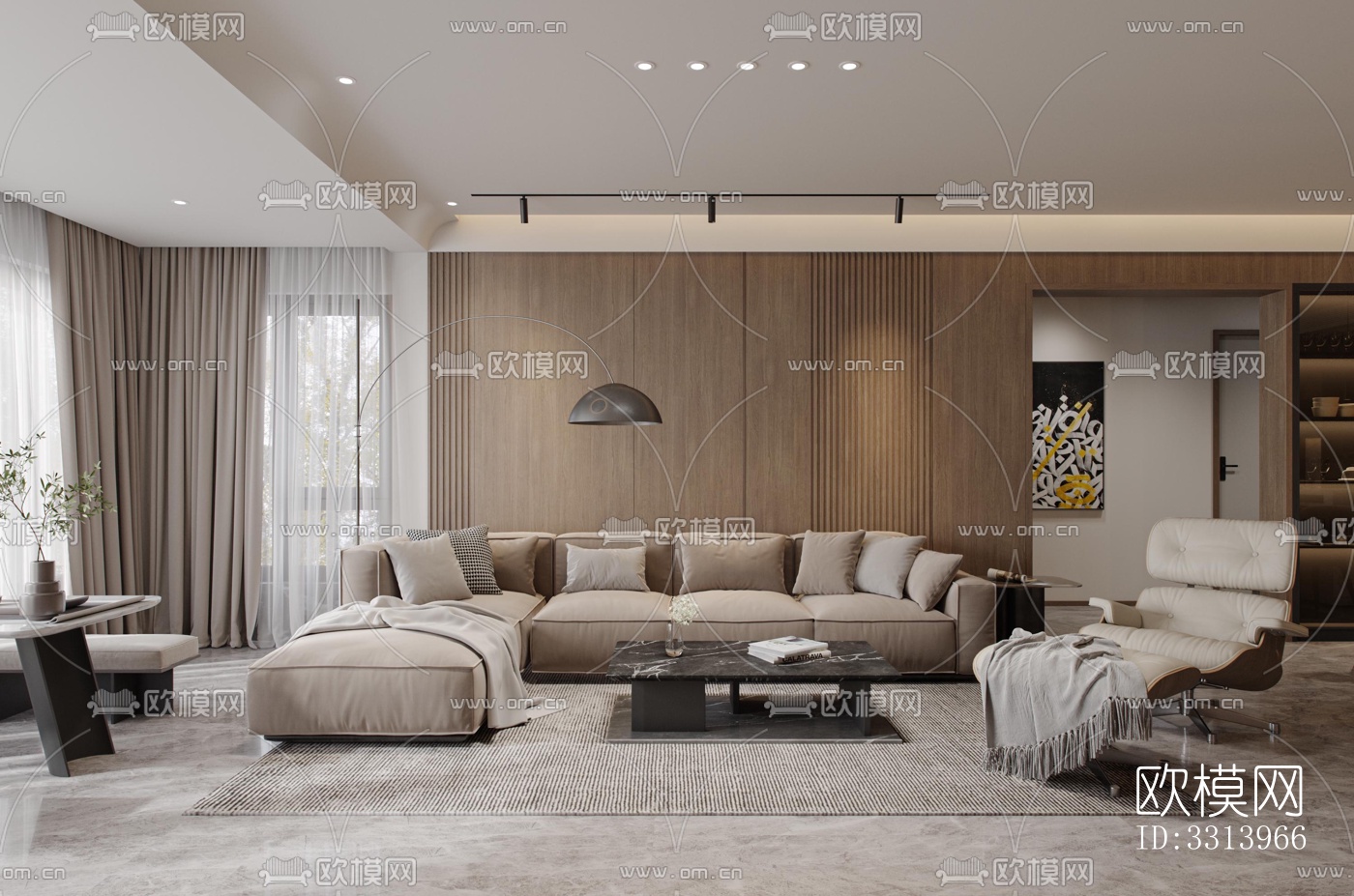 现代客餐厅效果图下载（渲染图2）