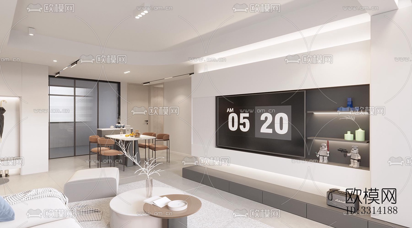 现代客餐厅效果图下载（渲染图3）