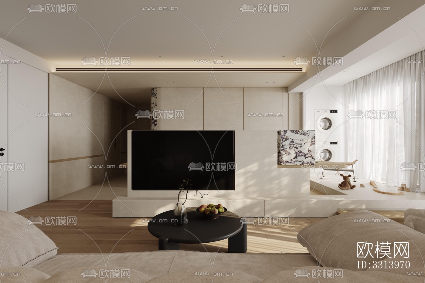 现代客餐厅效果图下载（渲染图2）