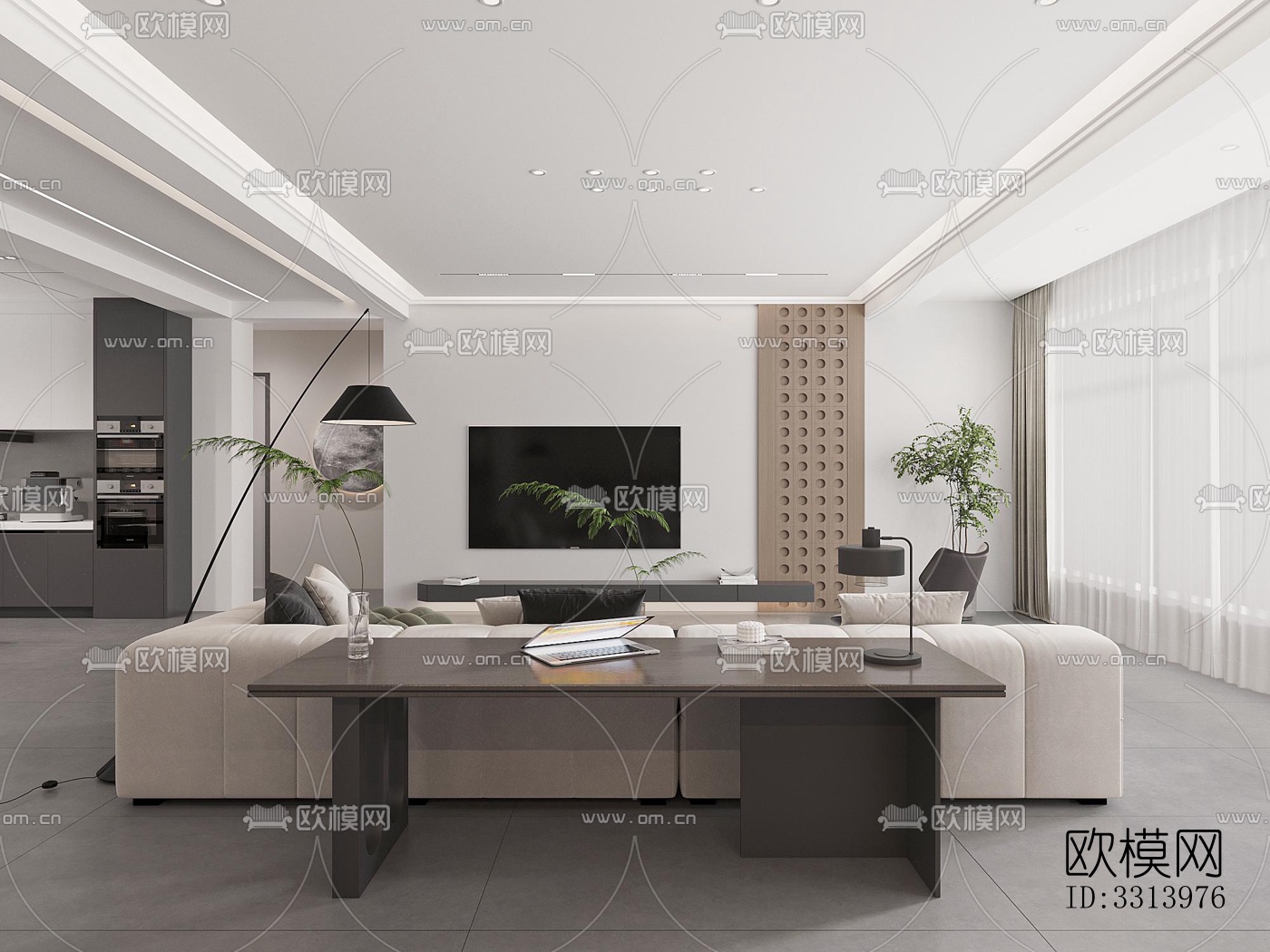 现代客餐厅效果图下载（渲染图2）