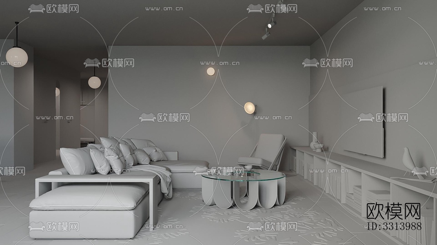 现代客餐厅效果图下载（渲染图2）