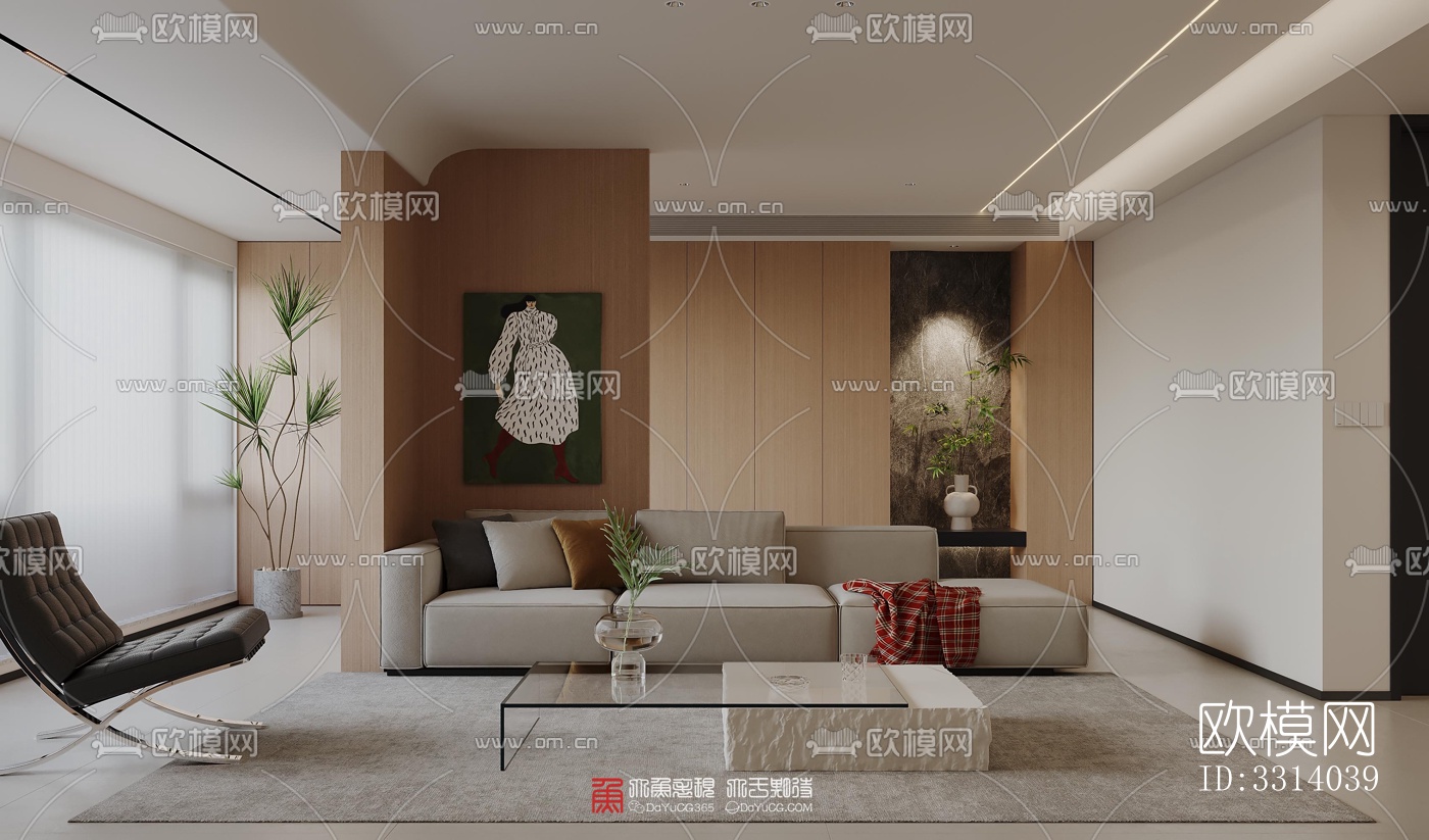 现代客餐厅效果图下载（渲染图1）