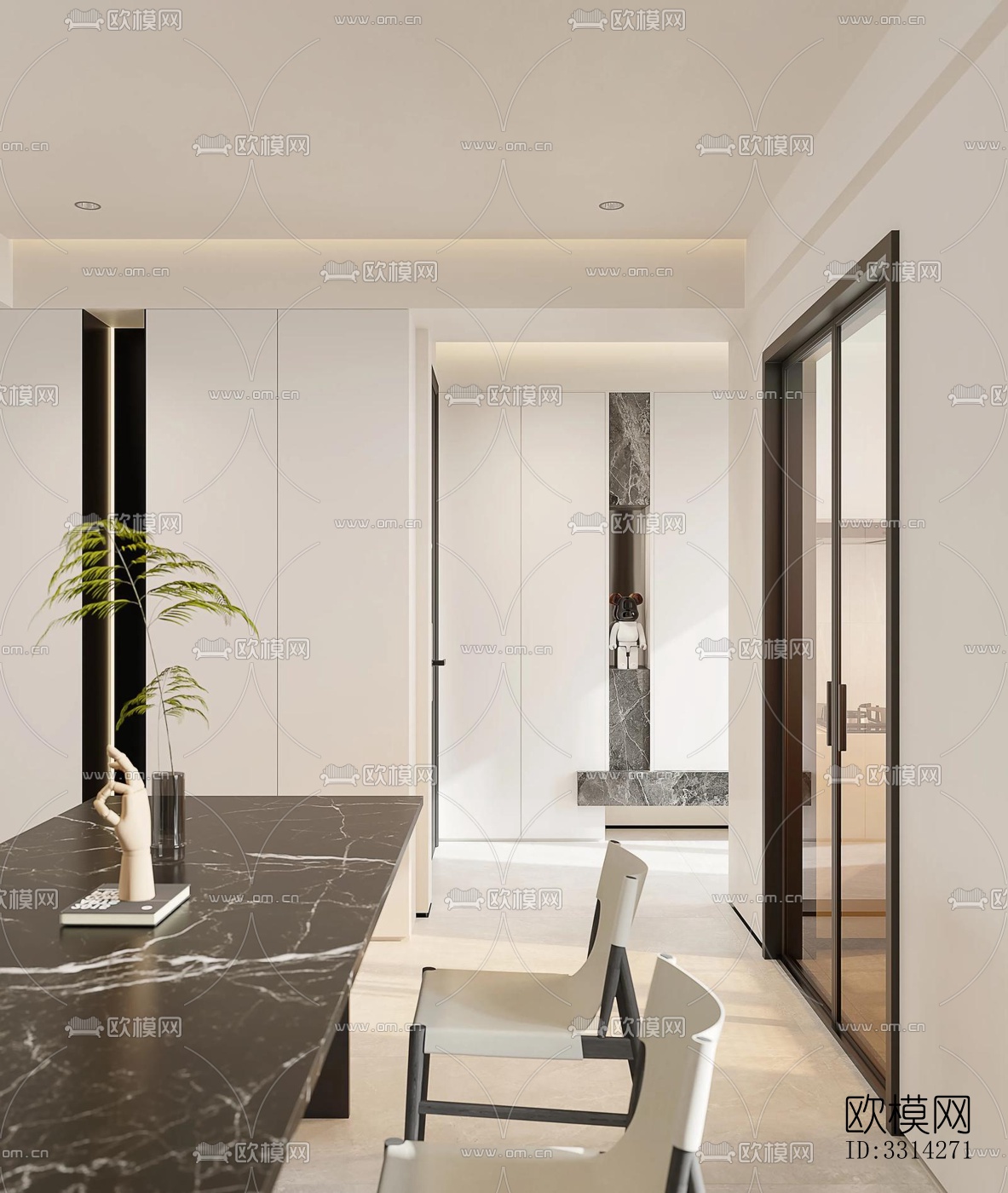 现代客餐厅效果图下载（渲染图5）