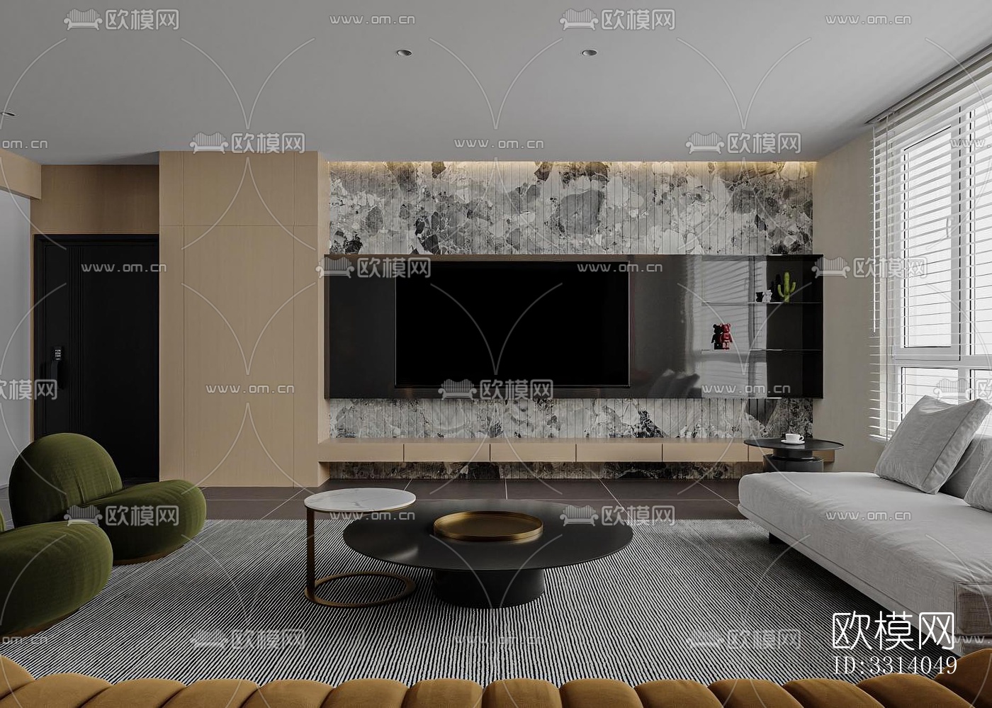 现代客餐厅效果图下载（渲染图2）