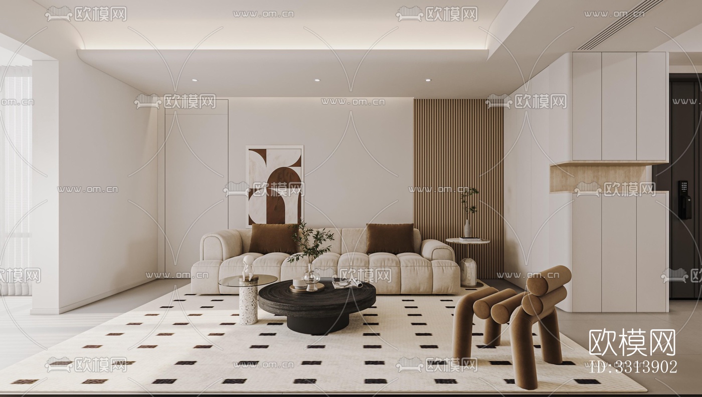 现代客餐厅效果图下载（渲染图5）