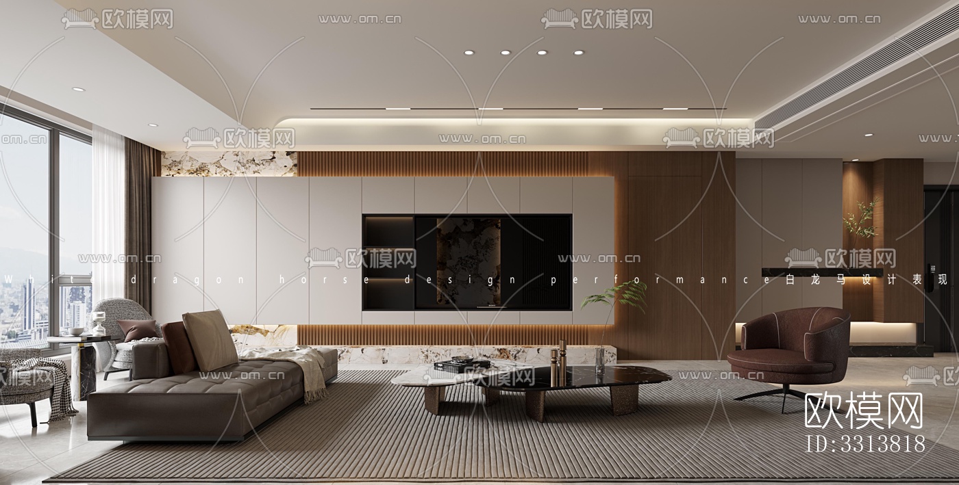 现代客餐厅效果图下载（渲染图3）