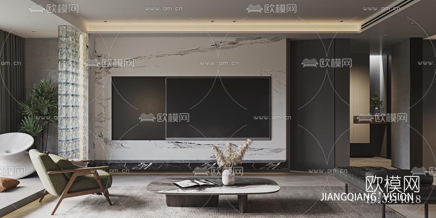 现代客餐厅效果图下载（渲染图7）