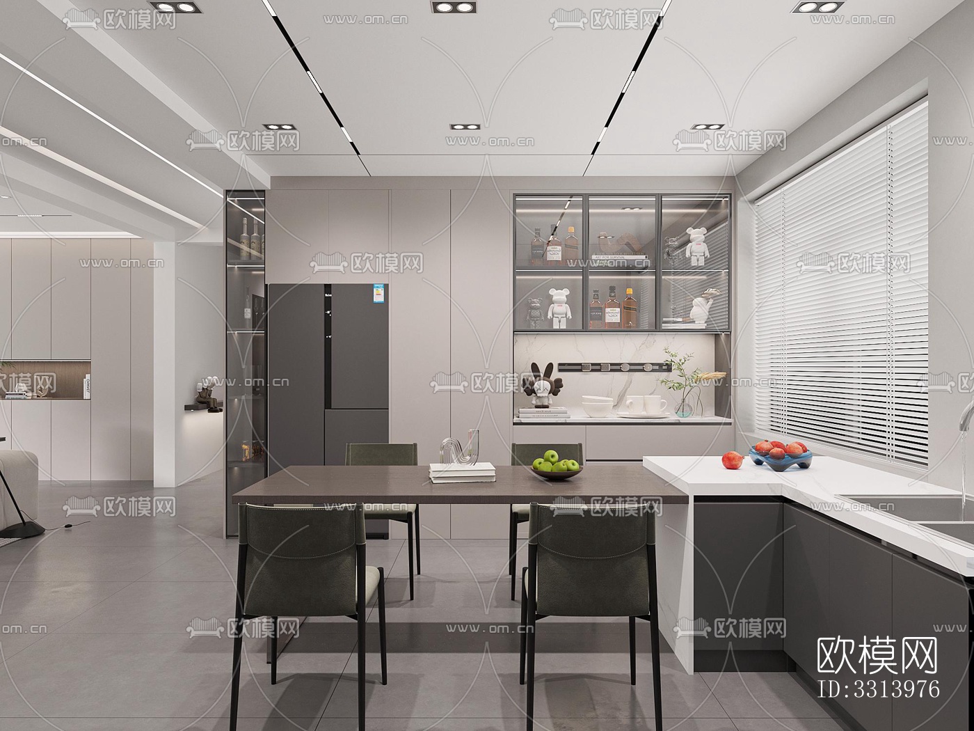 现代客餐厅效果图下载（渲染图9）