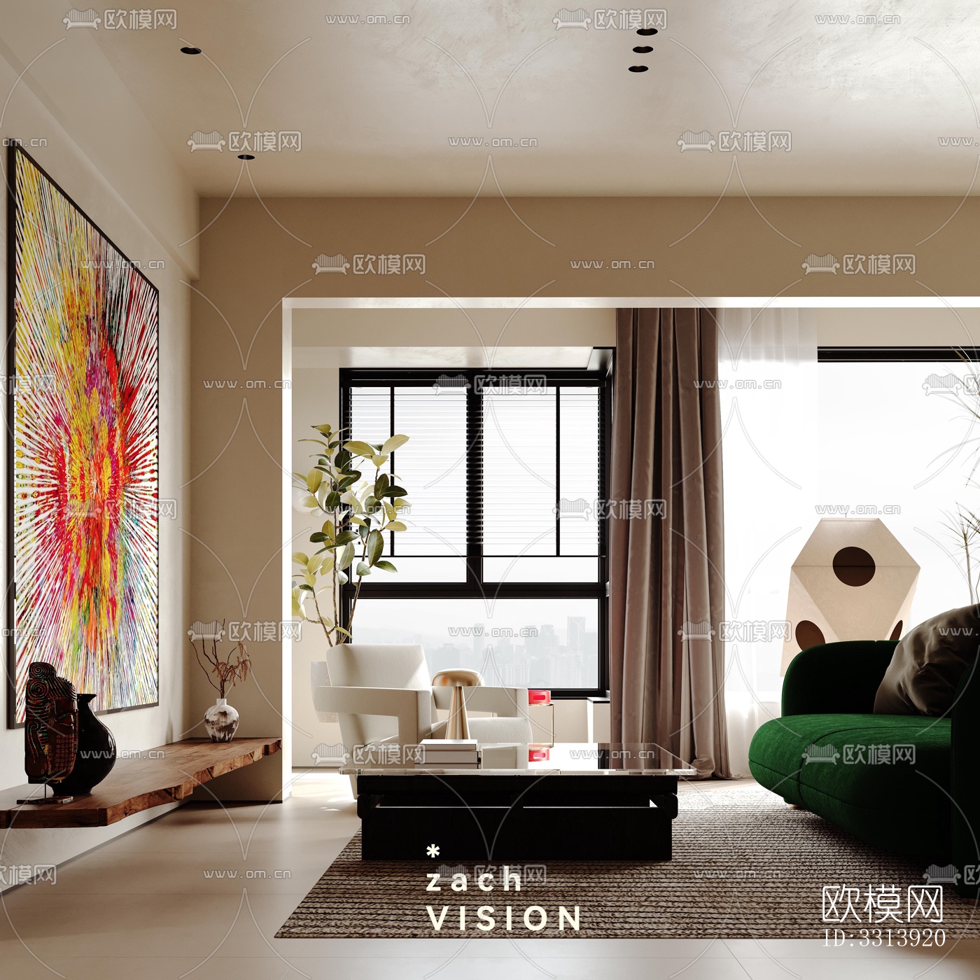 现代客餐厅效果图下载（渲染图8）