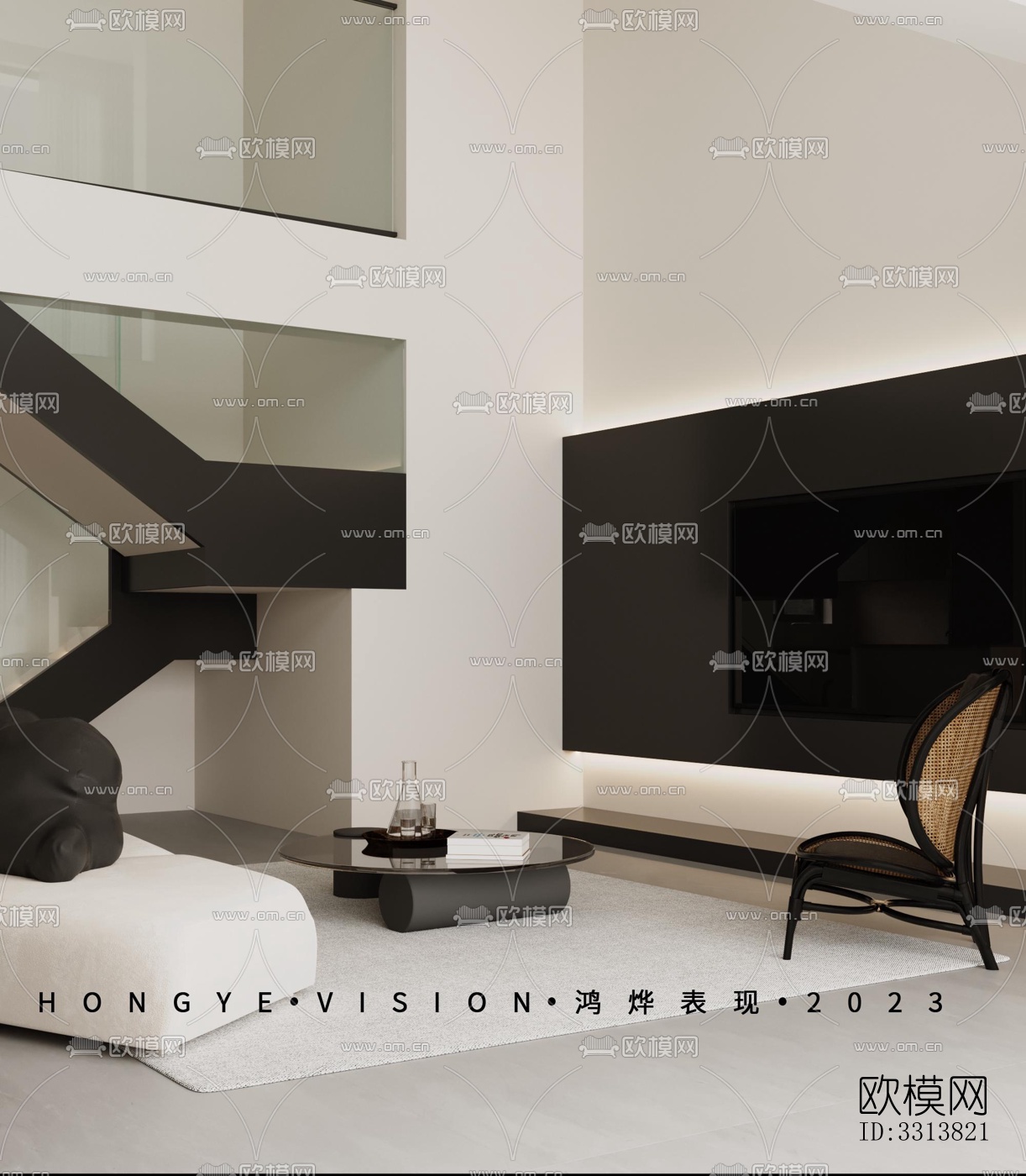 现代客餐厅效果图下载（渲染图1）