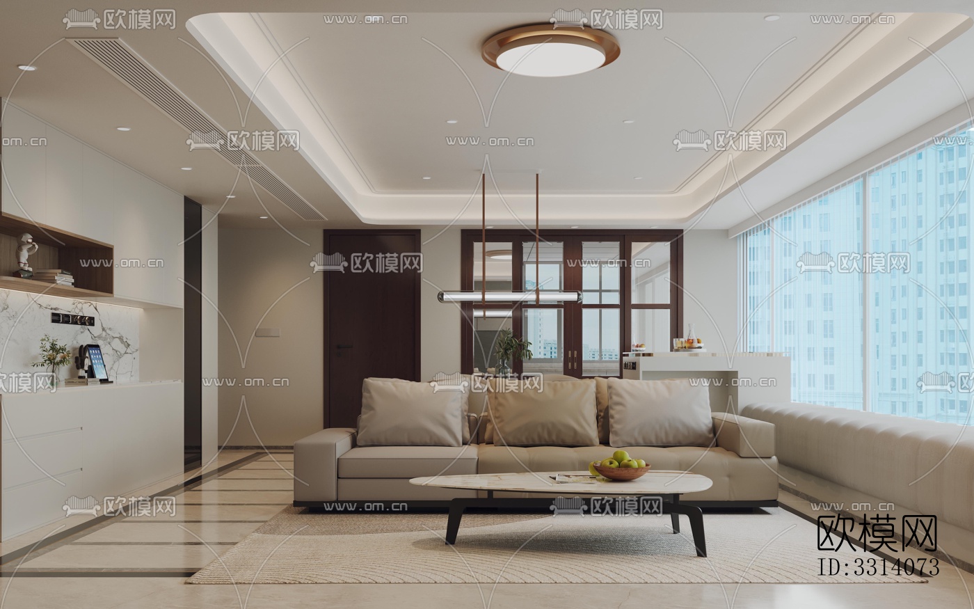 现代客餐厅效果图下载（渲染图2）