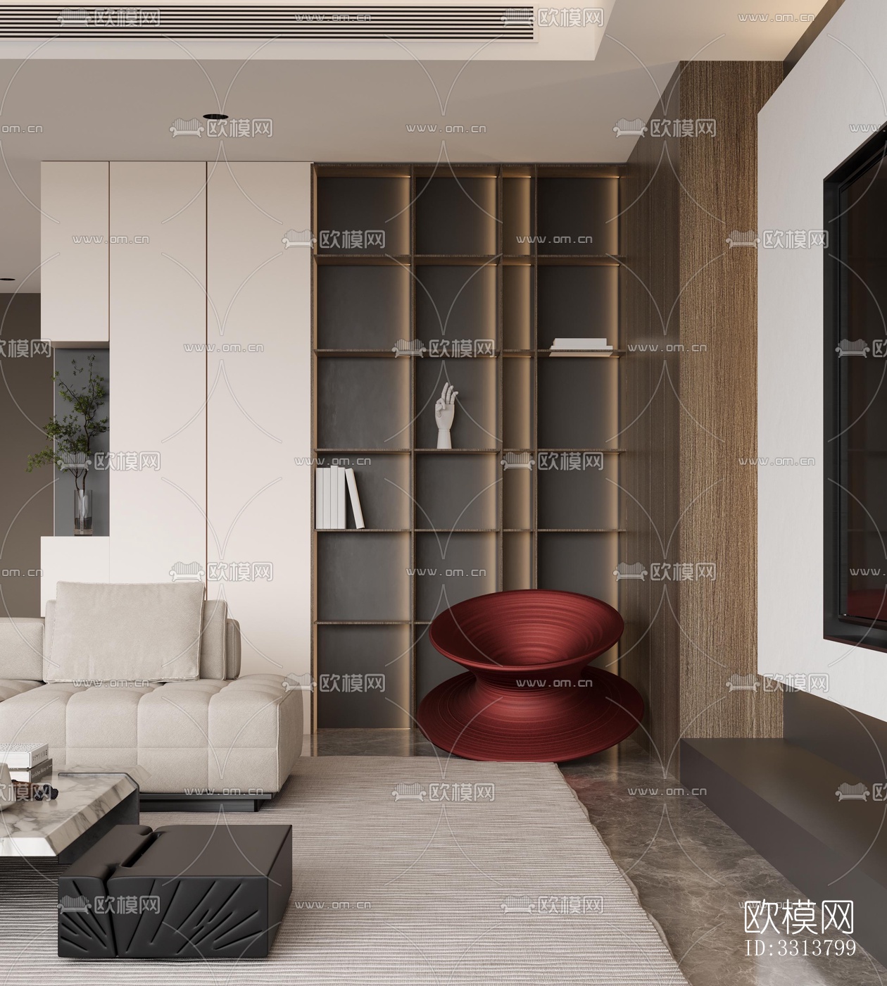 现代客餐厅效果图下载（渲染图3）