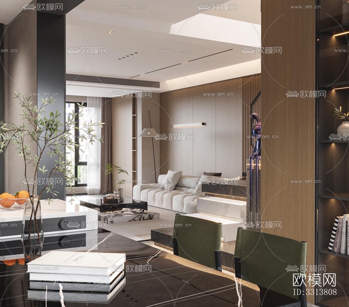 现代客餐厅效果图下载（渲染图4）