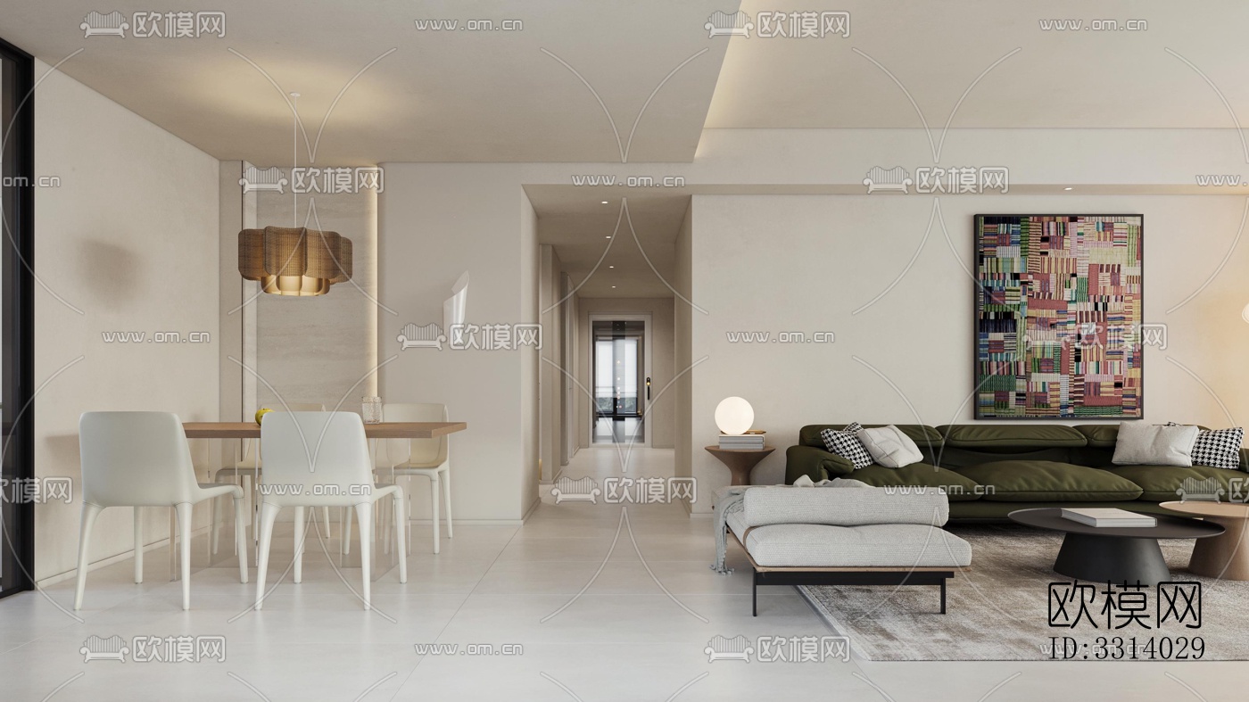 现代客餐厅效果图下载（渲染图4）