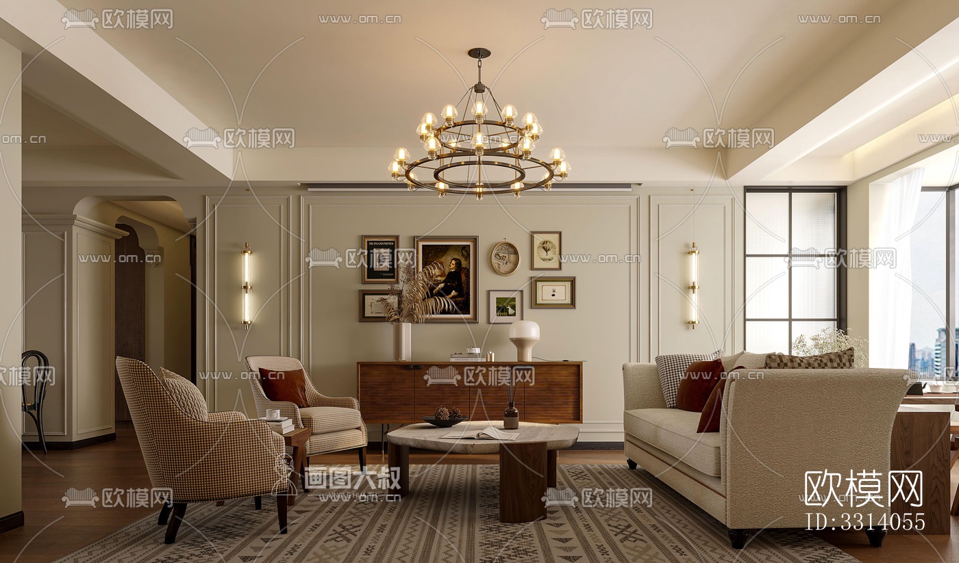 现代客餐厅效果图下载（渲染图2）